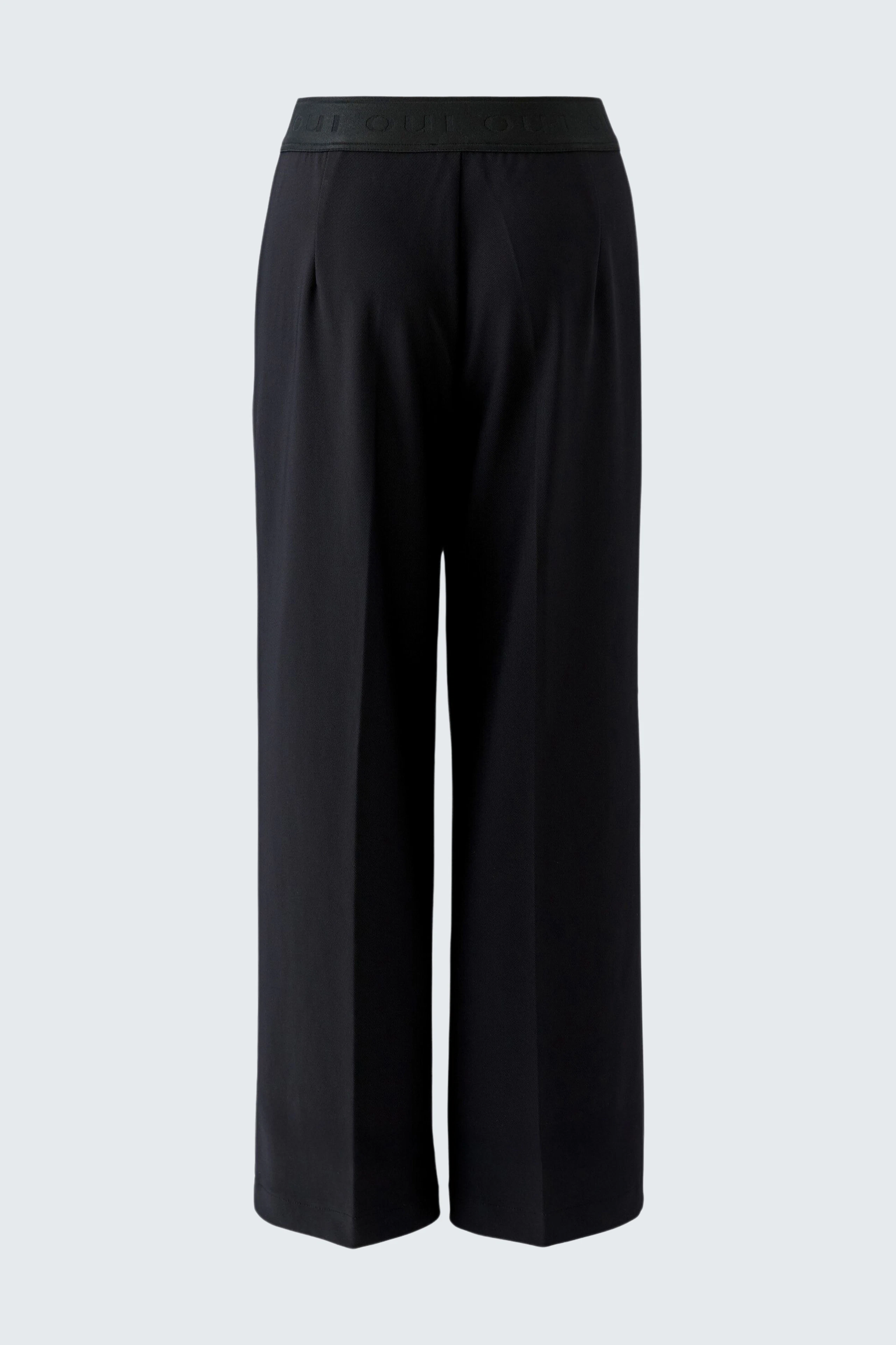 Schwarze Damen-Culotte mit weitem Bein und elastischem Bund, ideal für lässige Outfits.