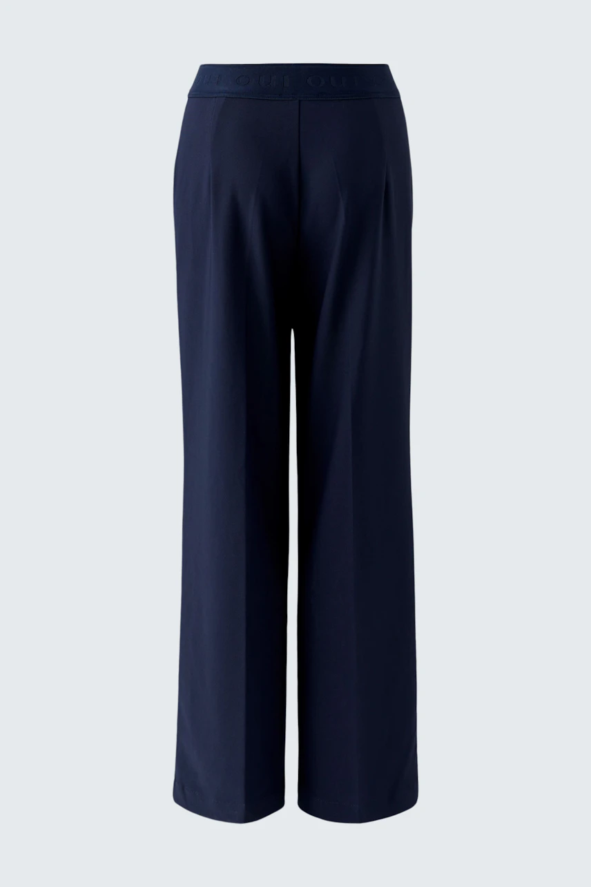 Casual women's pants: Navy wide-leg trousers with a comfortable waistband, perfect for everyday wear.