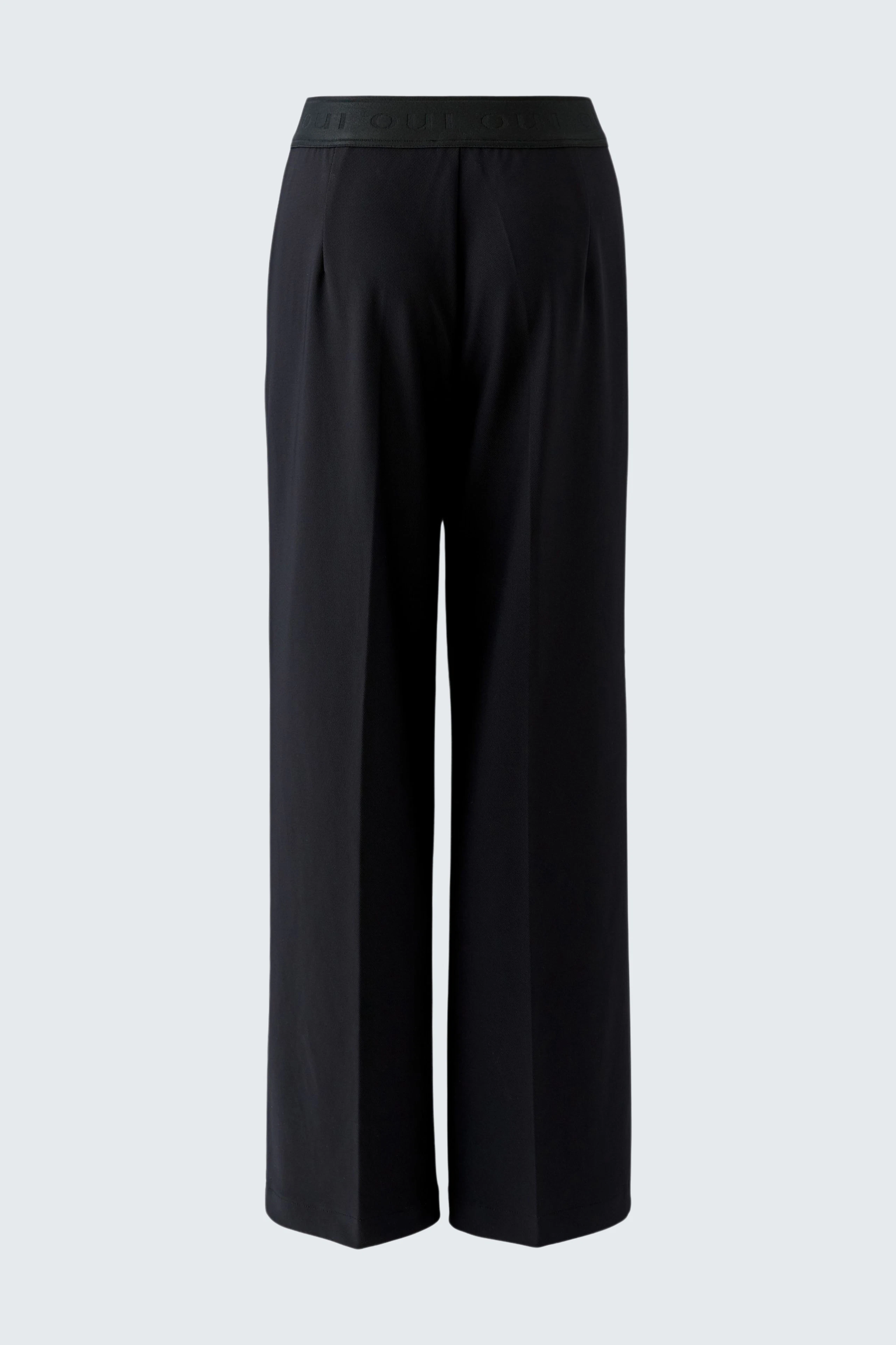 Schlichte Damen-Hose in Schwarz mit weitem Schnitt und elastischem Bund, ideal für den Alltag.