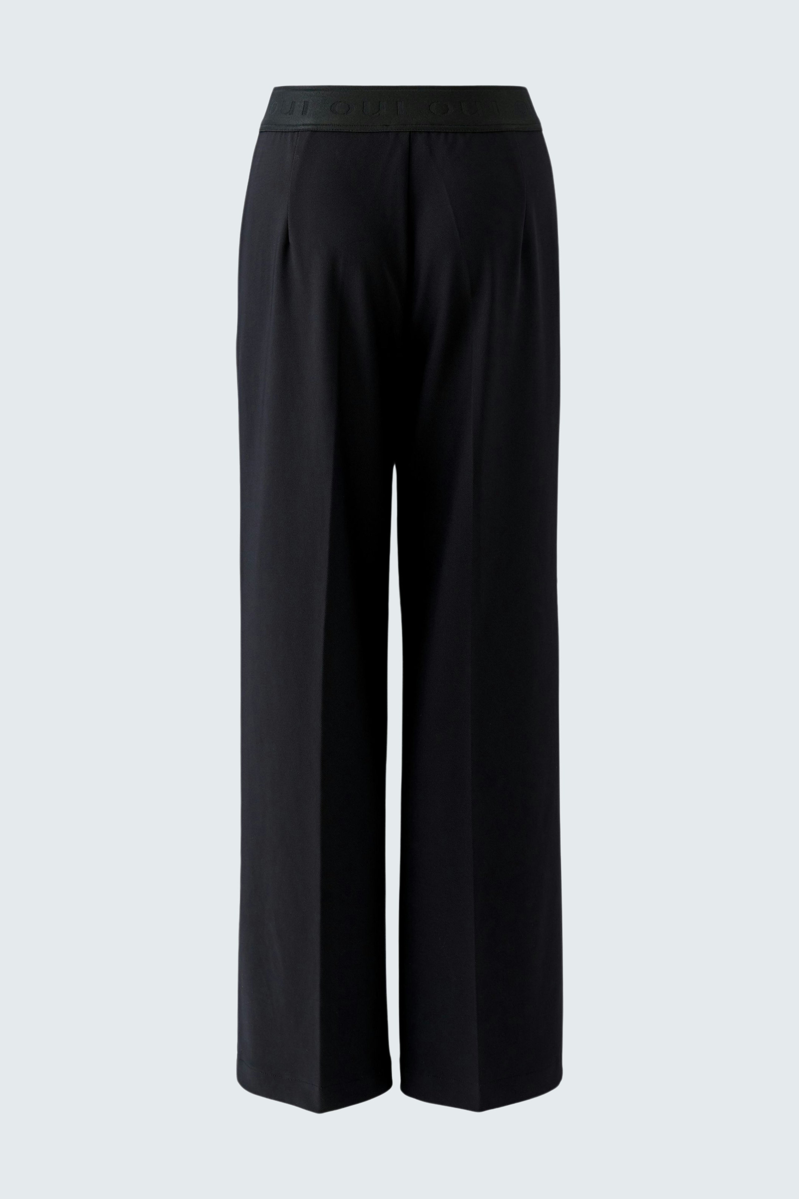 Schlichte Damen-Hose in Schwarz mit weitem Schnitt und elastischem Bund, ideal für den Alltag.