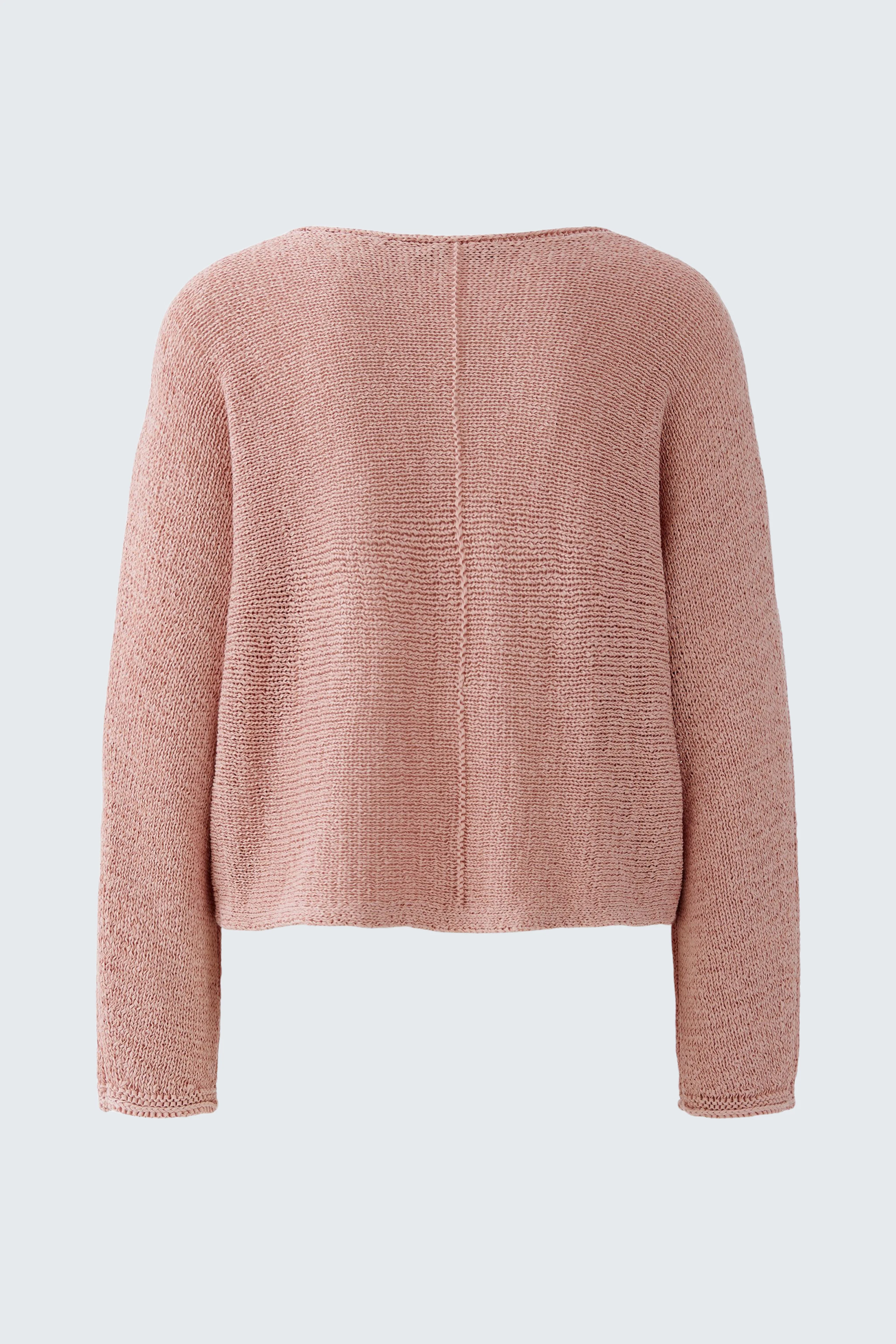 Casual women's pullover in soft pink, featuring a relaxed fit and a simple back design.