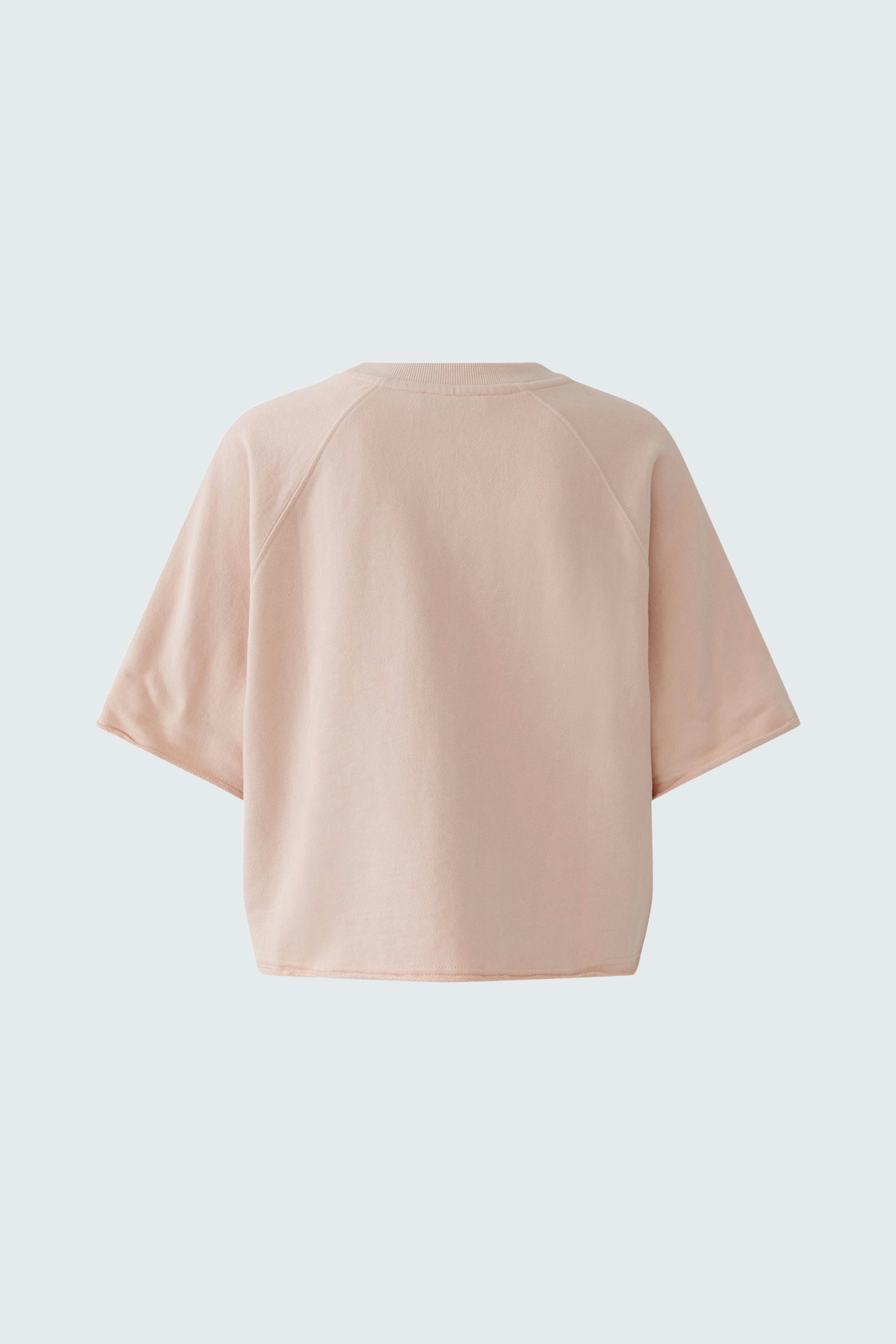 Casual women's pullover: Back view of a soft pink pullover with short sleeves, perfect for everyday wear.