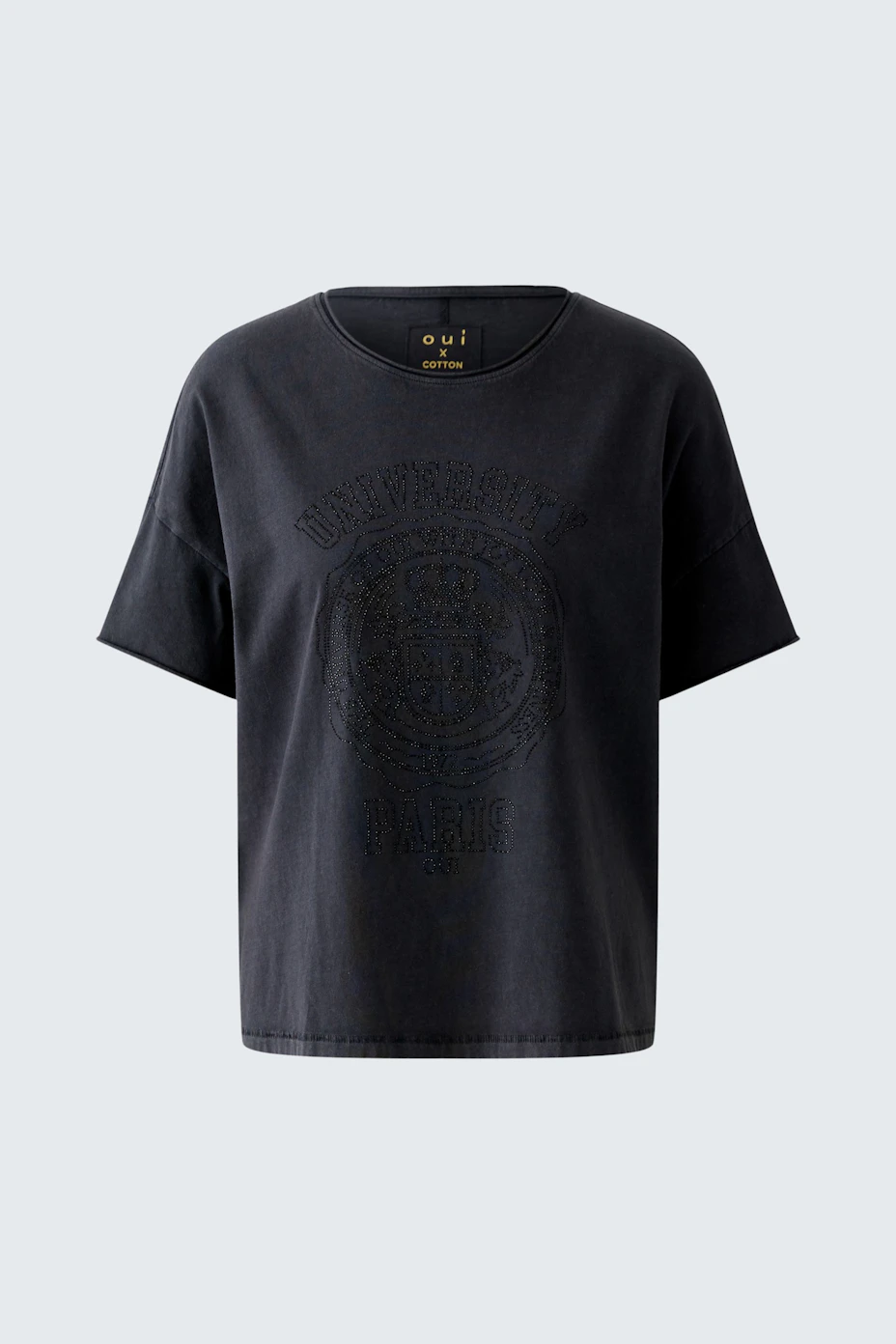 Bequemes Damen-T-Shirt in Schwarz mit lässigem Print. Ideal für den Alltag.