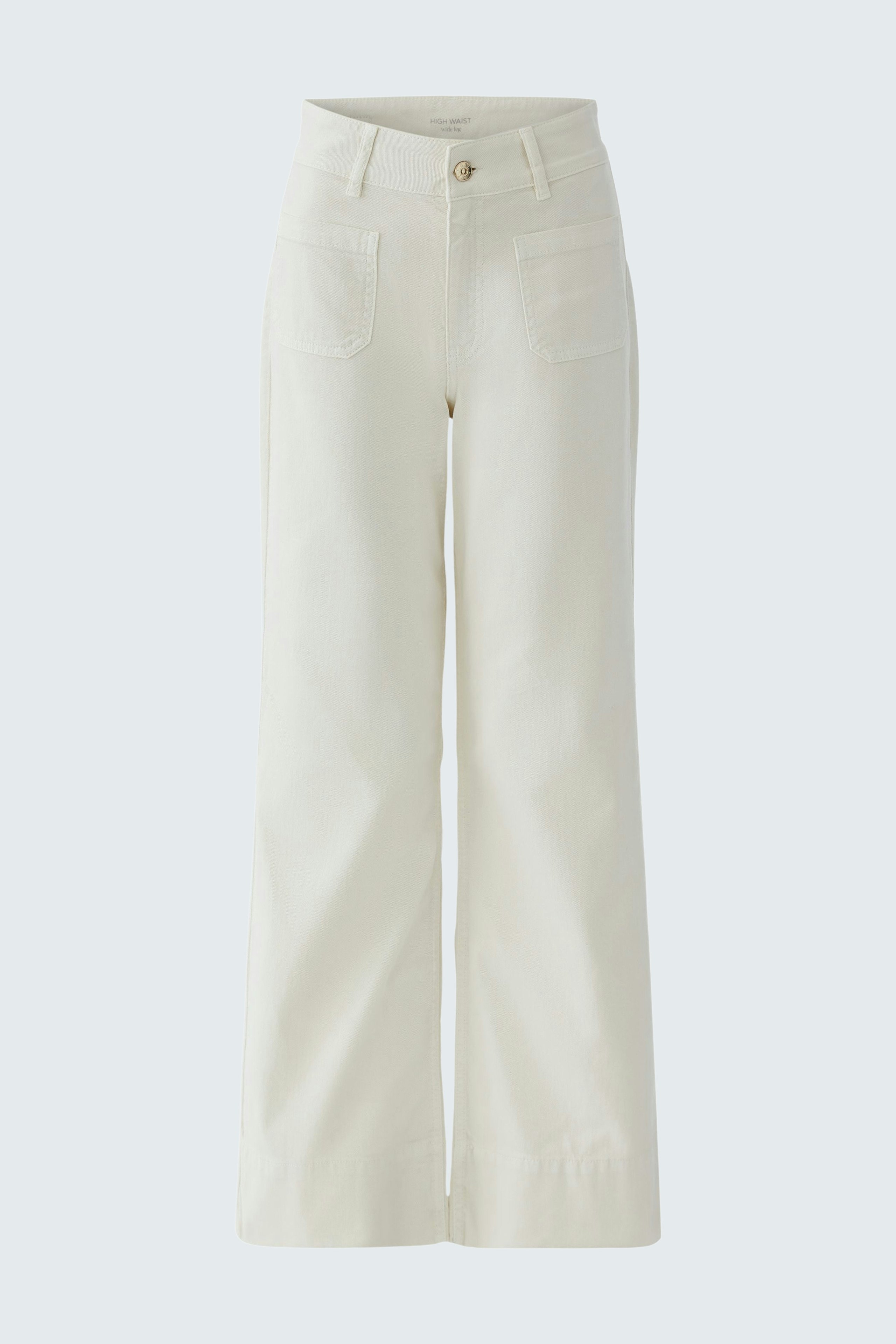 Wide leg jeans for women in a light color, featuring a relaxed fit and classic pockets.