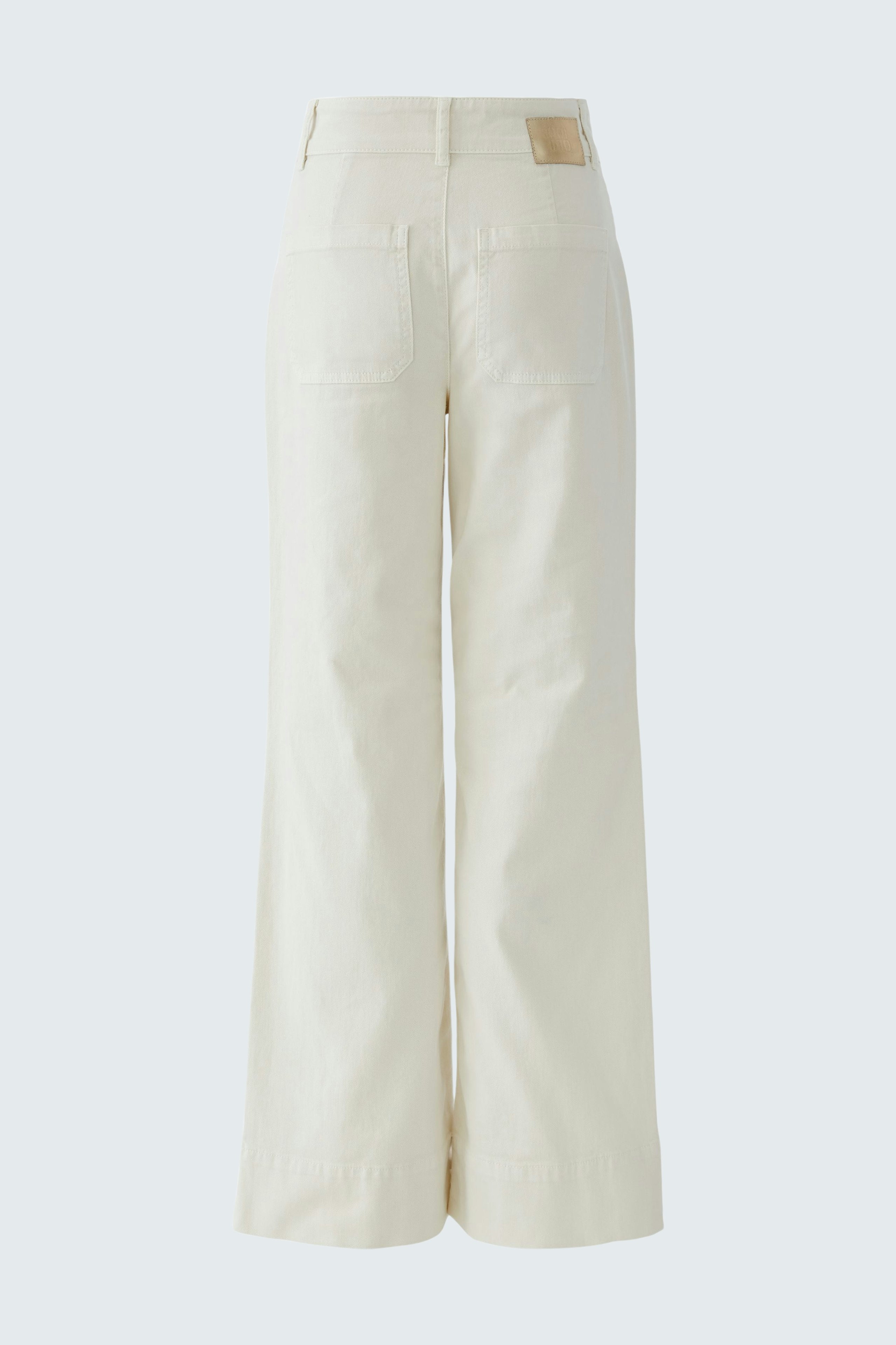 Wide leg jeans for women in a light color, featuring a relaxed fit and back pockets.