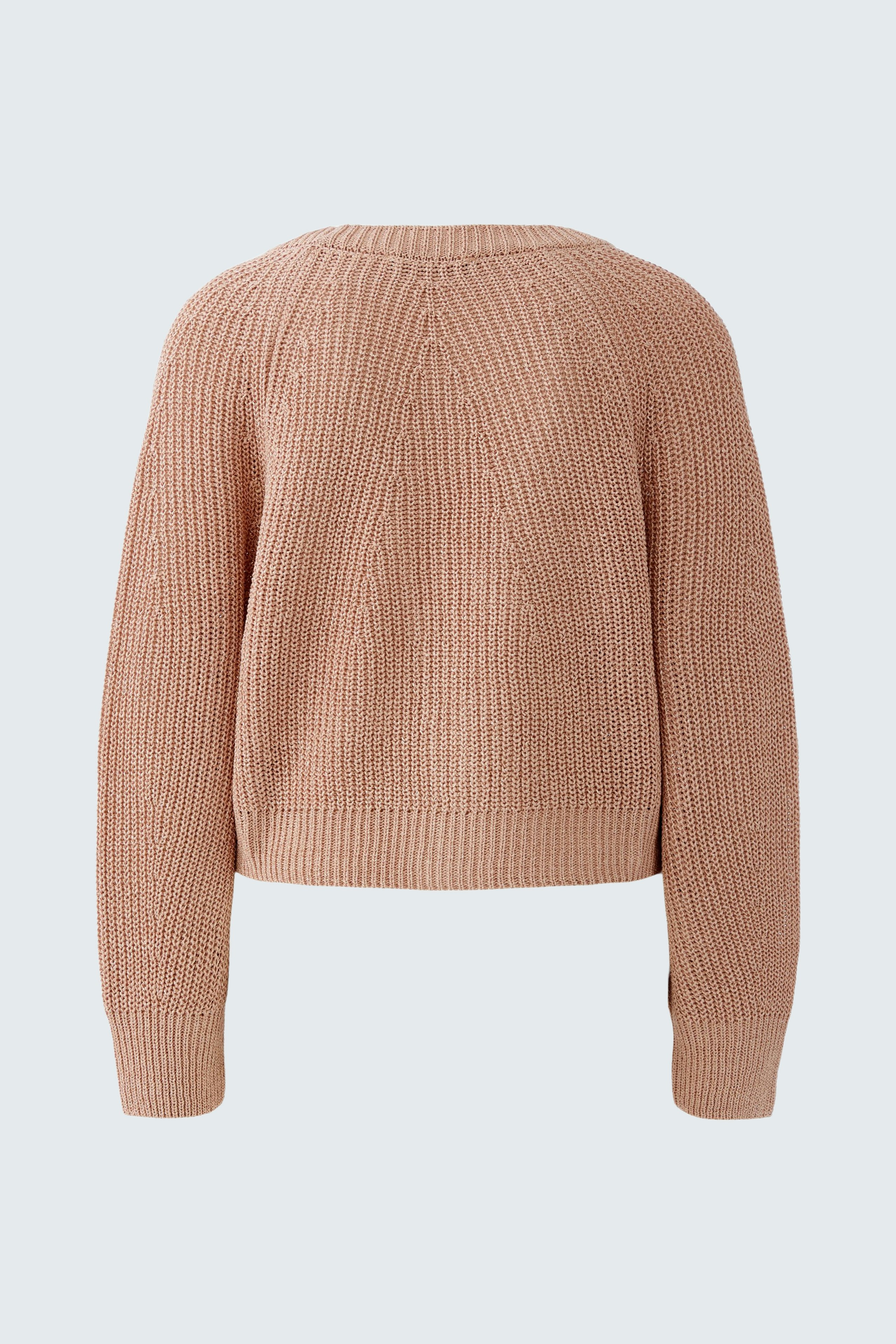 Casual women's cardigan in soft pink with a relaxed fit and textured knit design.