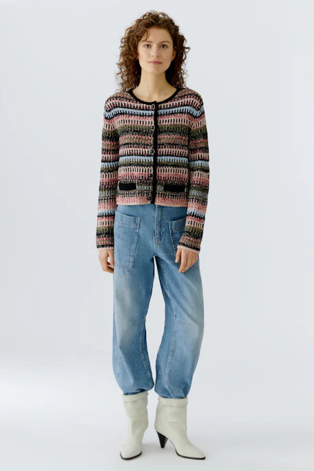 Knit jacket - black red