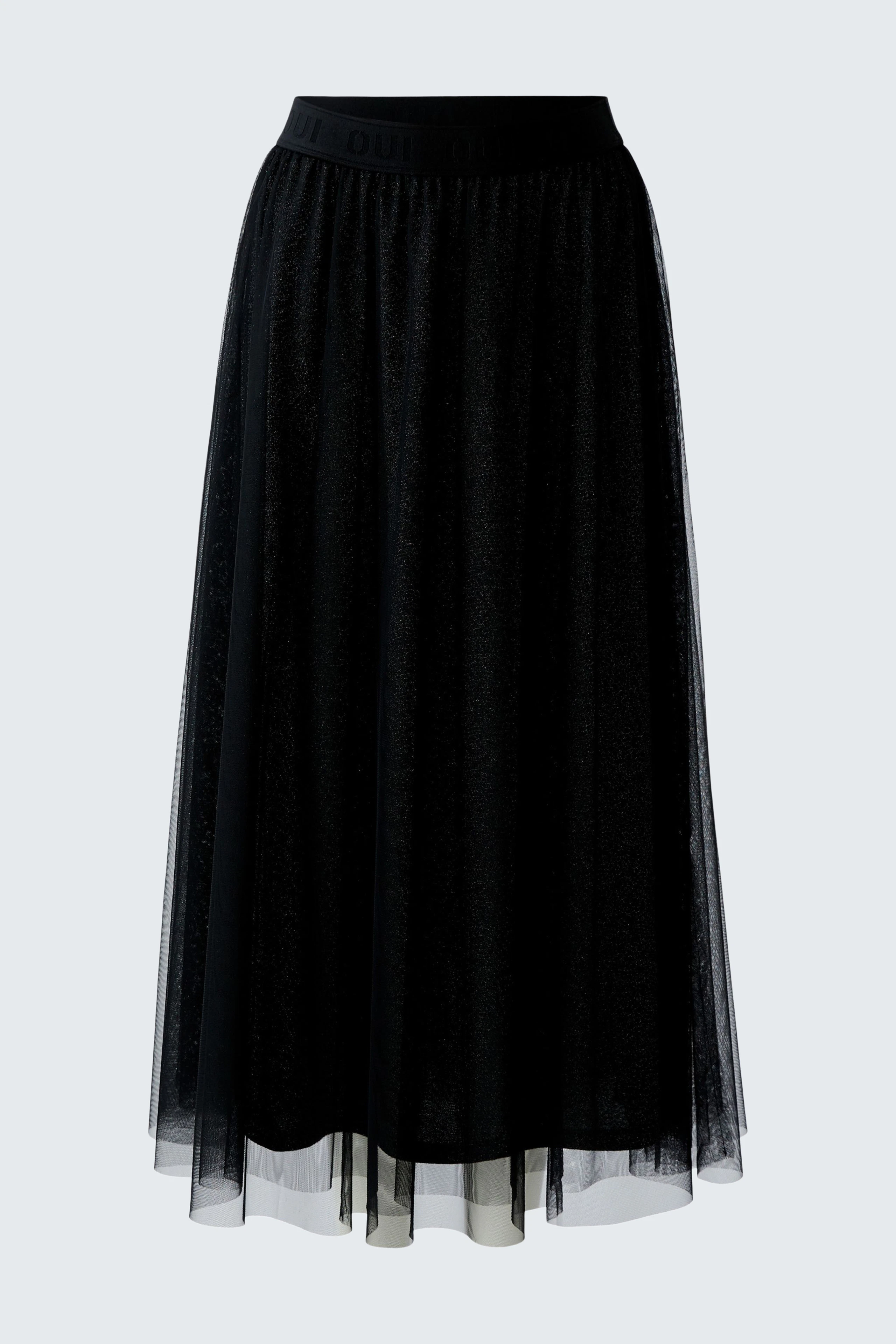 Schwarzer A-Linien-Rock: Langer, transparenter Rock mit elastischem Bund für einen lässigen Look.