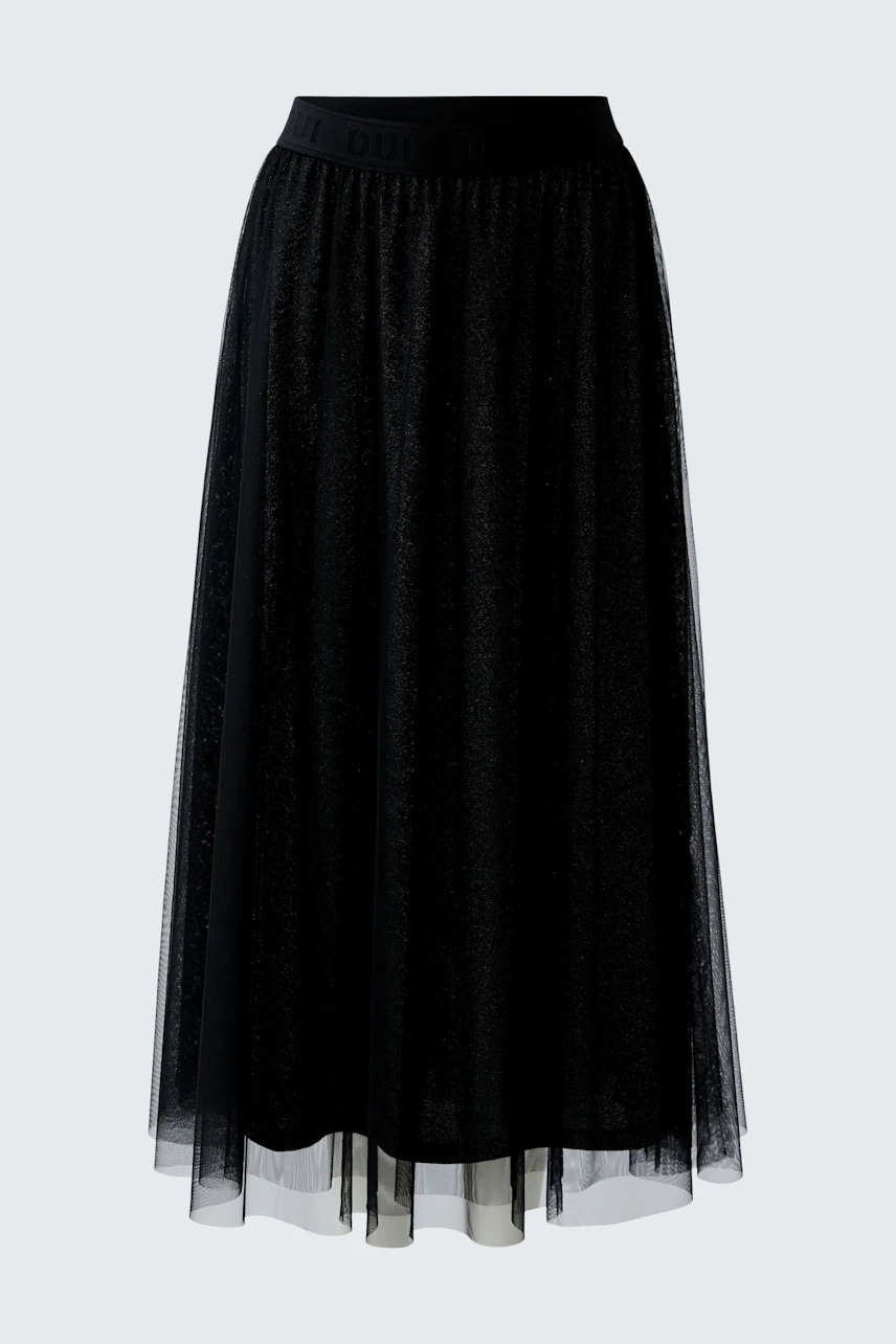 Schwarzer A-Linien-Rock: Langer, transparenter Rock mit elastischem Bund für einen lässigen Look.