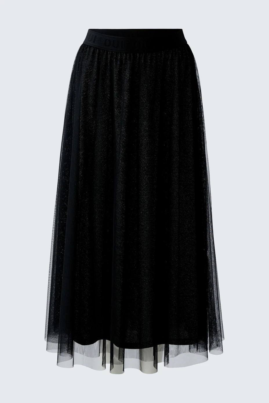 Schwarzer A-Linien-Rock: Langer, transparenter Rock mit elastischem Bund für einen lässigen Look.
