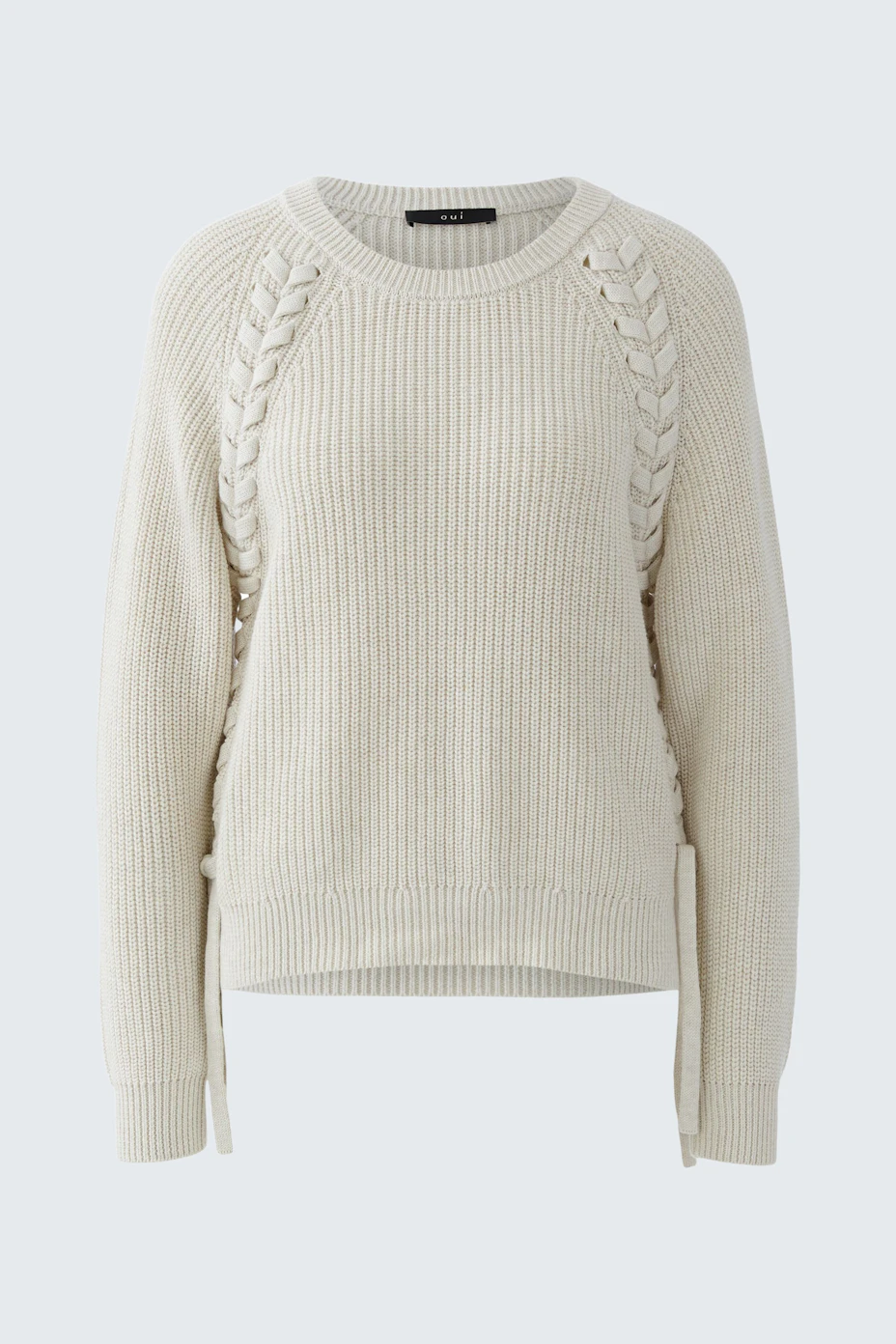 Bequemer Damen-Pullover in hellem Beige mit strukturiertem Design und lässigem Schnitt.