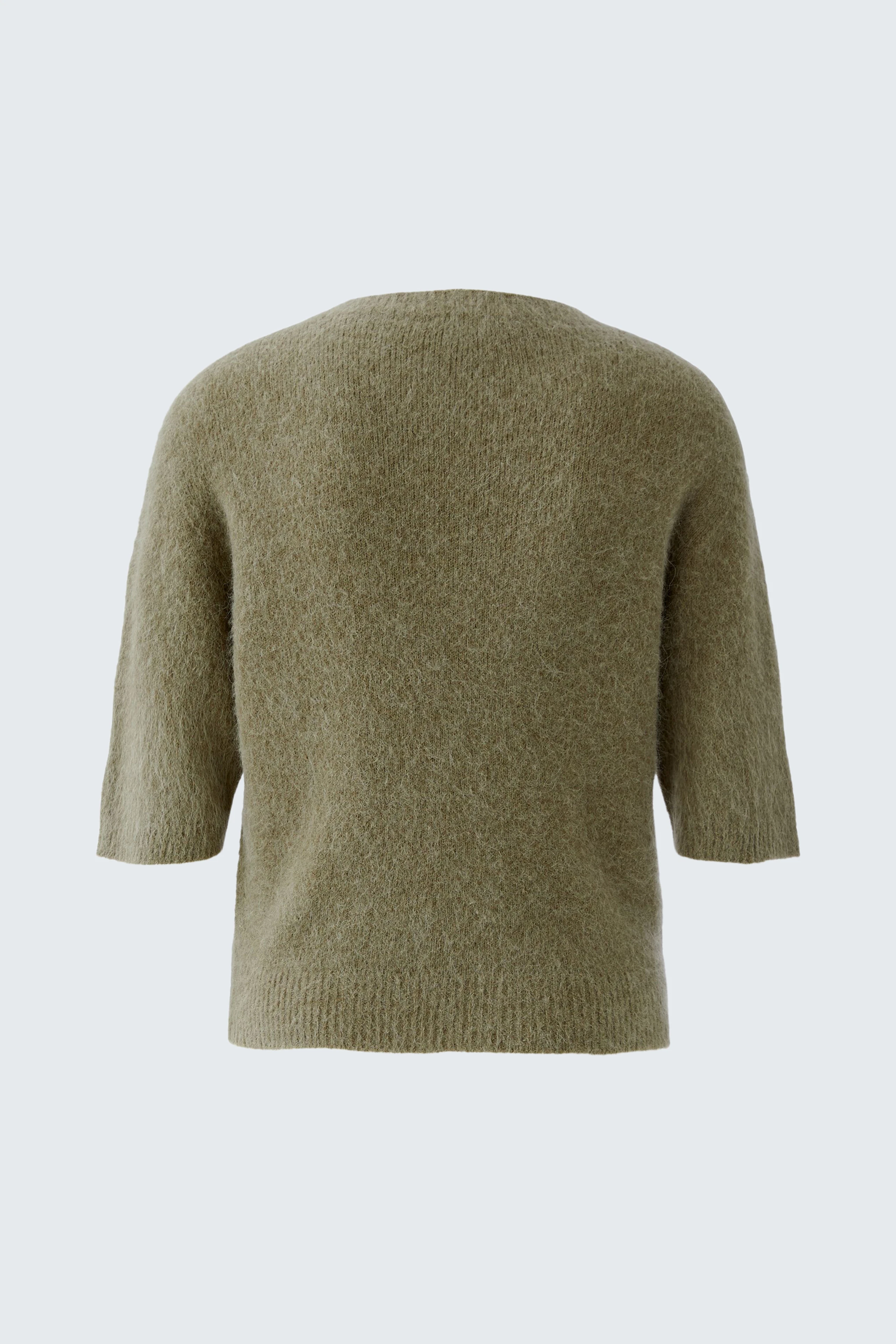 Bequemer Damen-Pullover in Olivgrün mit kurzen Ärmeln, ideal für lässige Outfits.