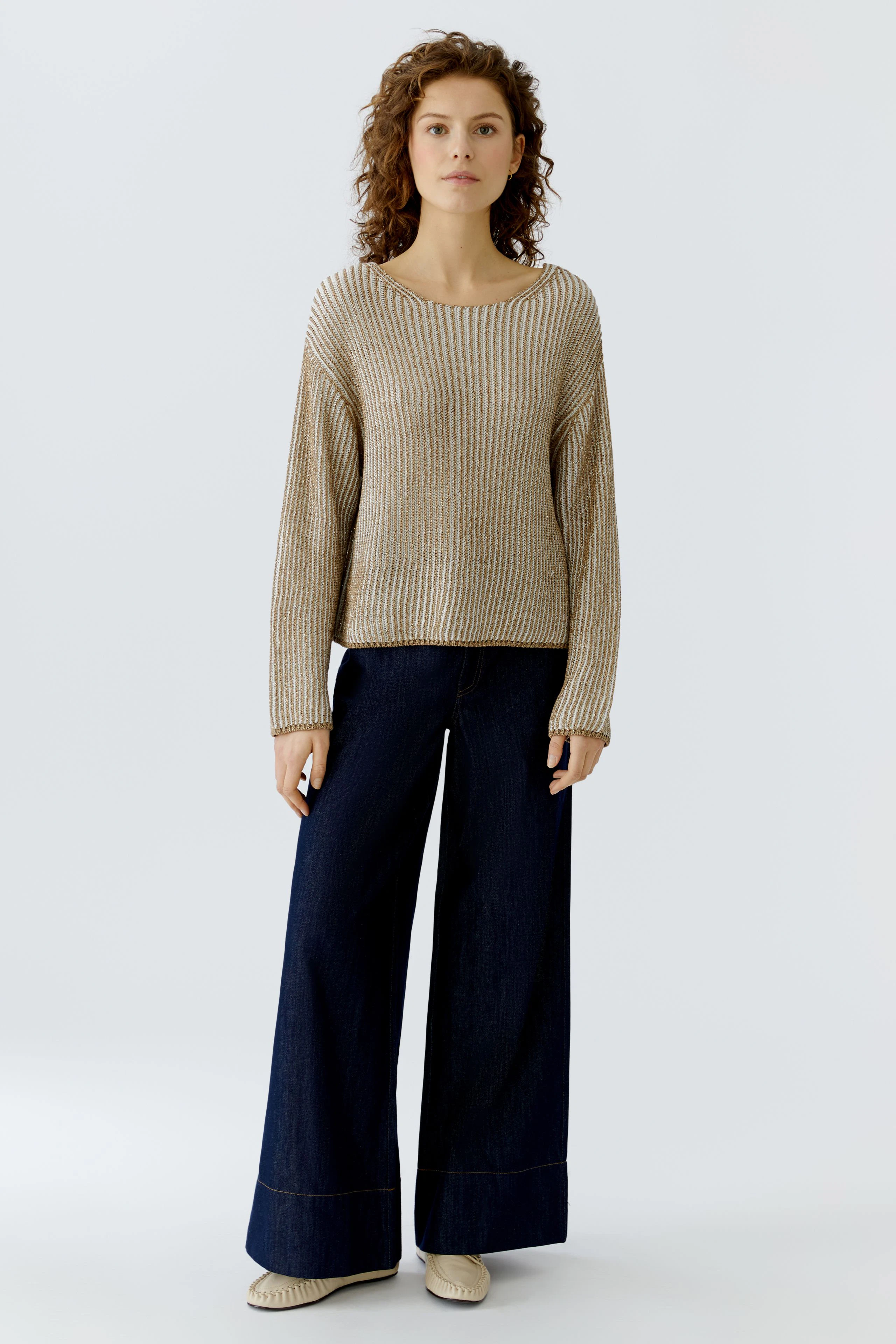 pullover - khaki white