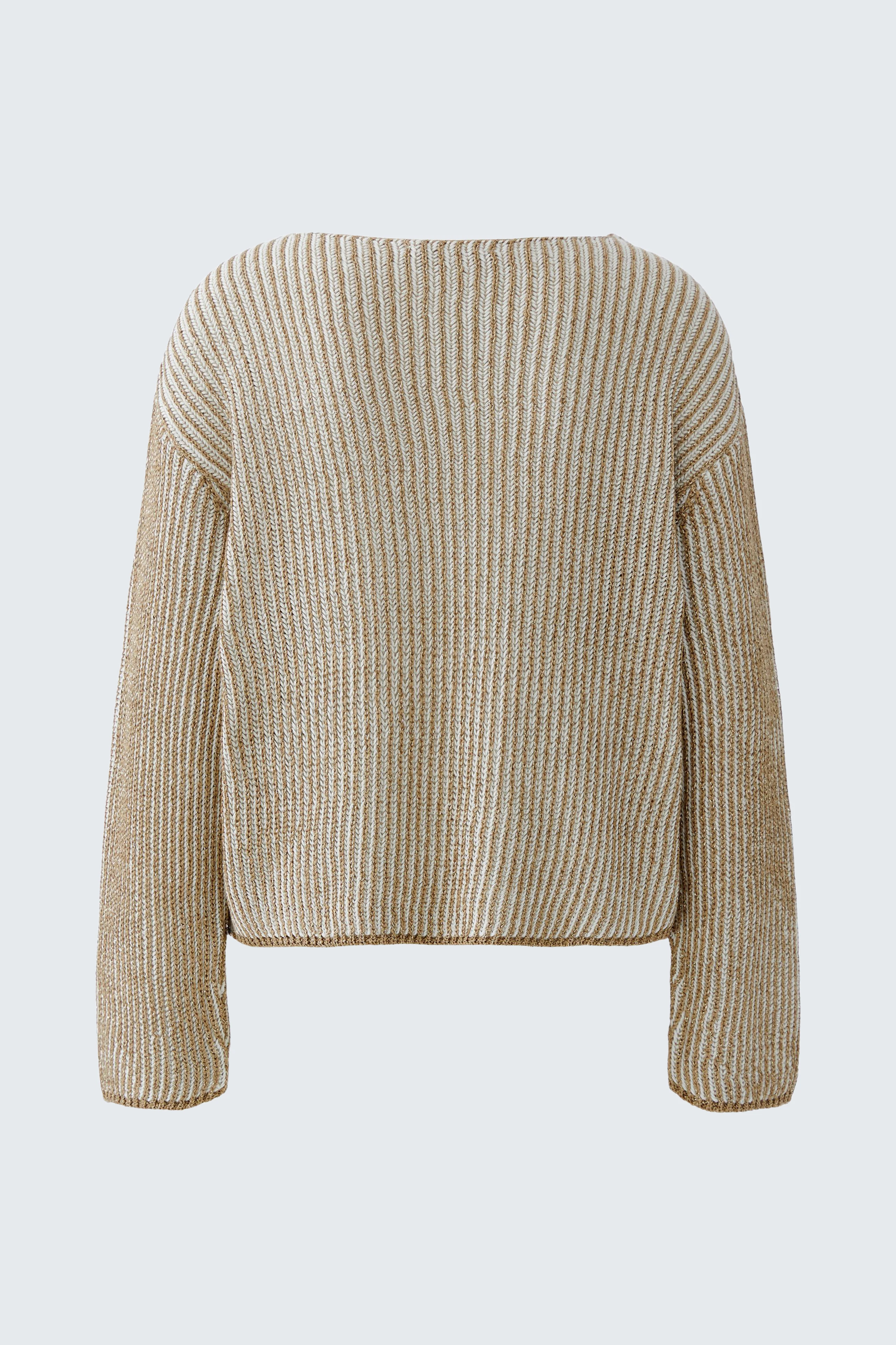Bequemer Damen-Pullover in hellem Beige mit feinen Streifen und lässigem Schnitt.