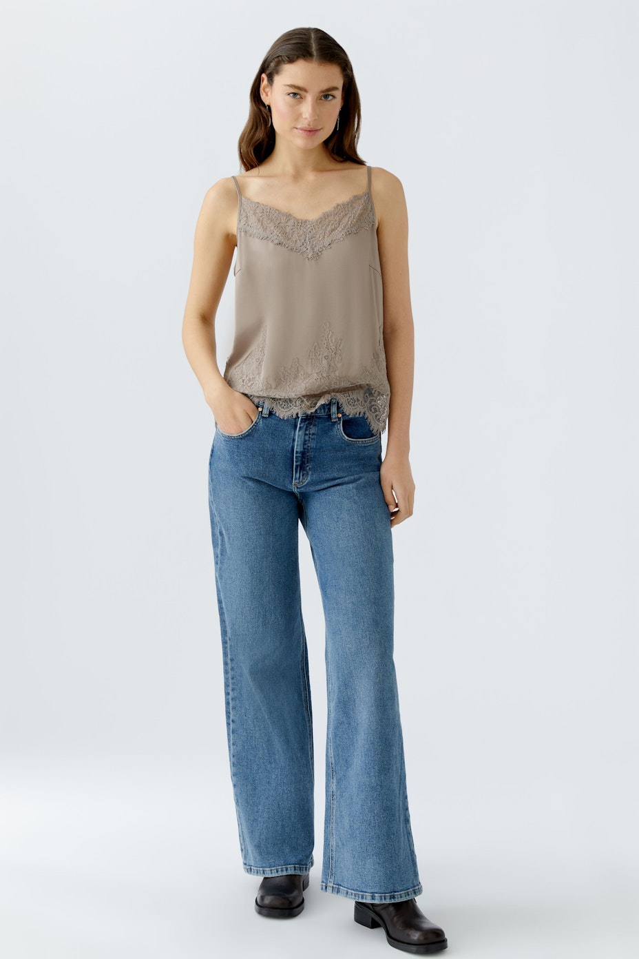 Spitzentop - gardenia