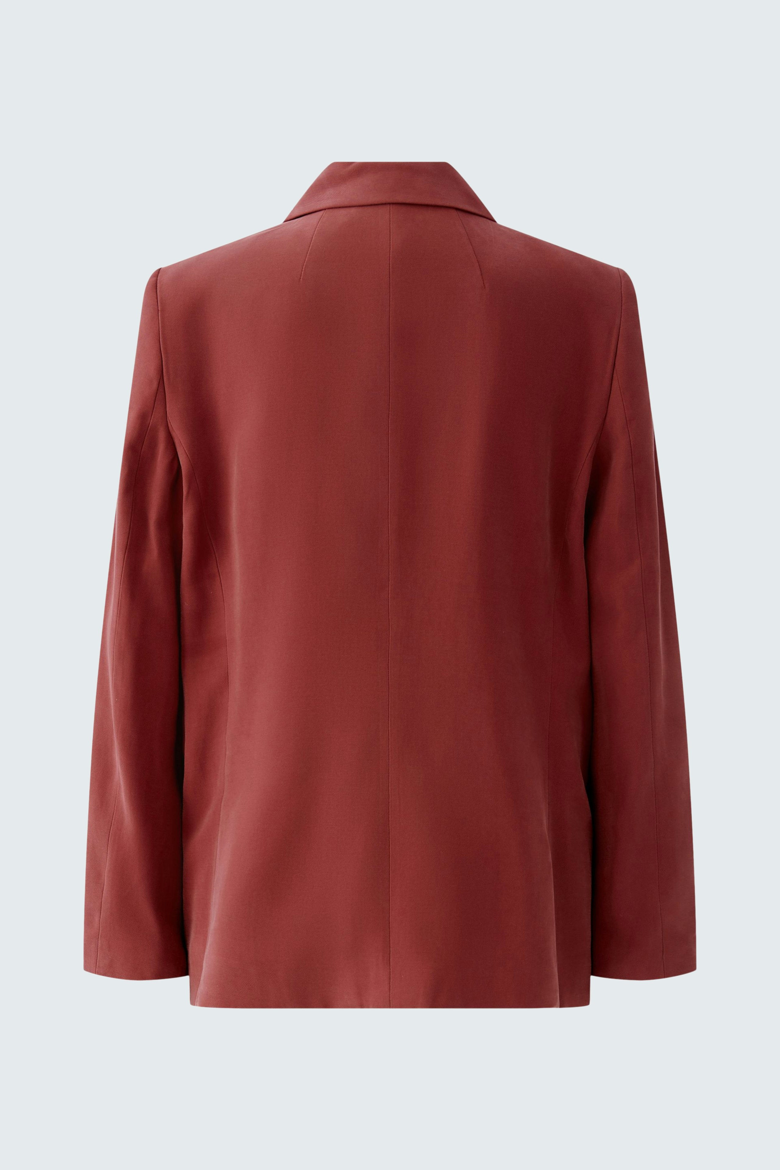 Roter Damen-Blazer: Schlichte, moderne Form mit Reverskragen und langen Ärmeln.