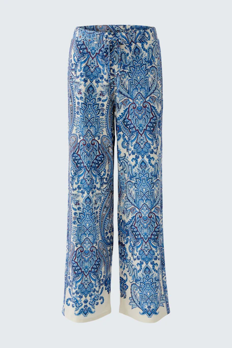 Comfortable women's joggers in a vibrant blue pattern, perfect for casual wear.