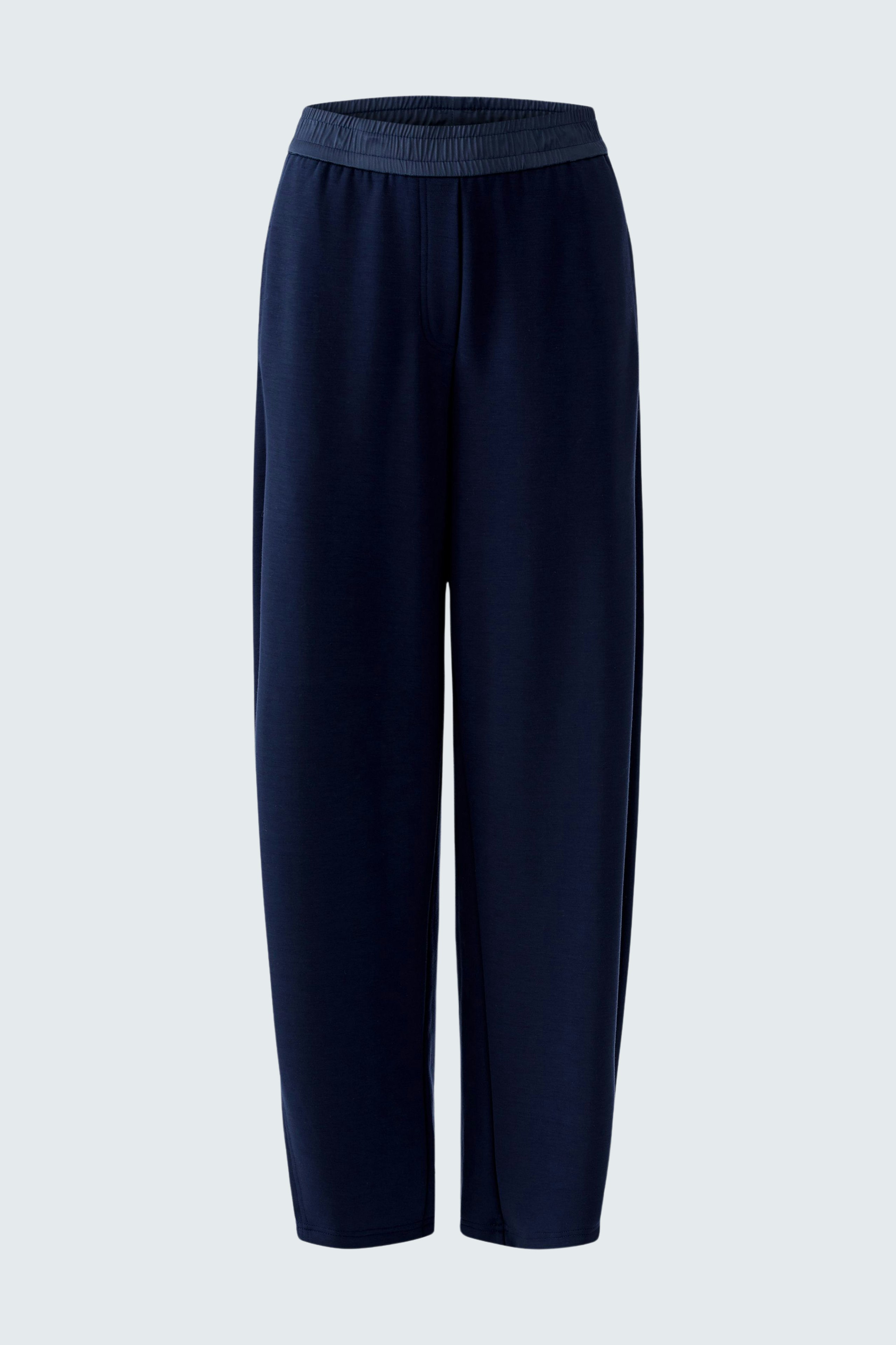 Comfortable women's sweatpants in navy blue with an elastic waistband for a relaxed fit.