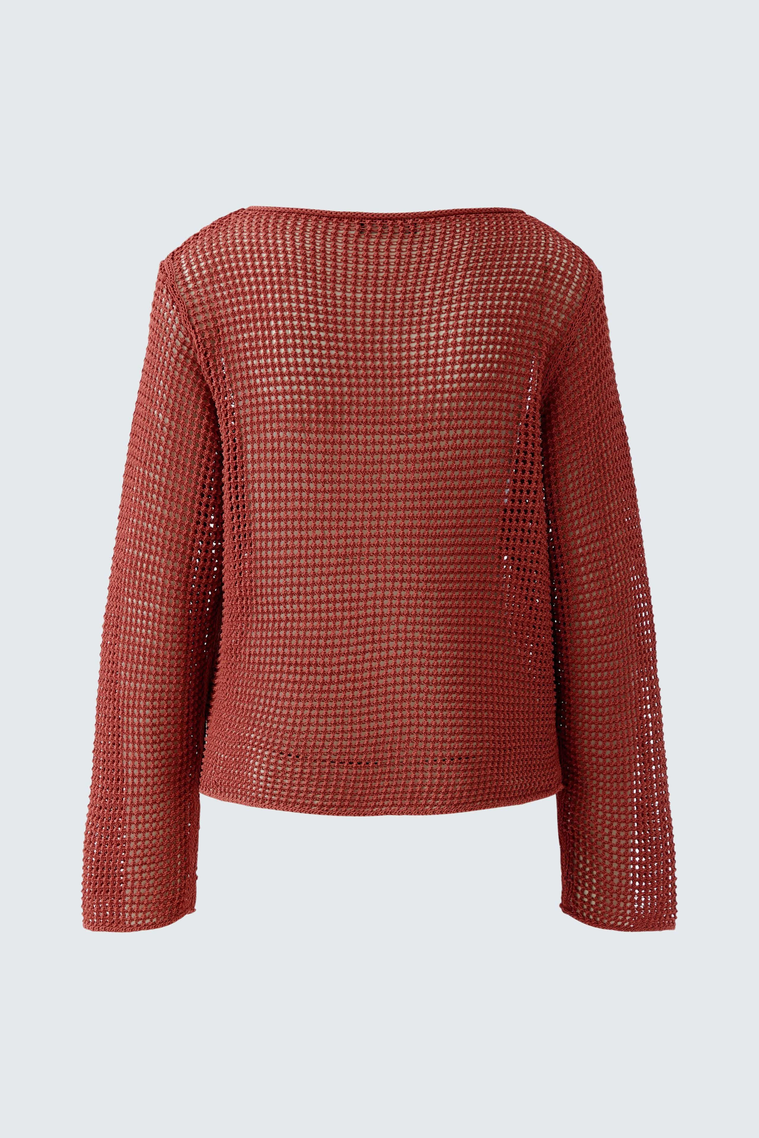 Casual women's pullover: A relaxed-fit, textured red pullover with long sleeves.