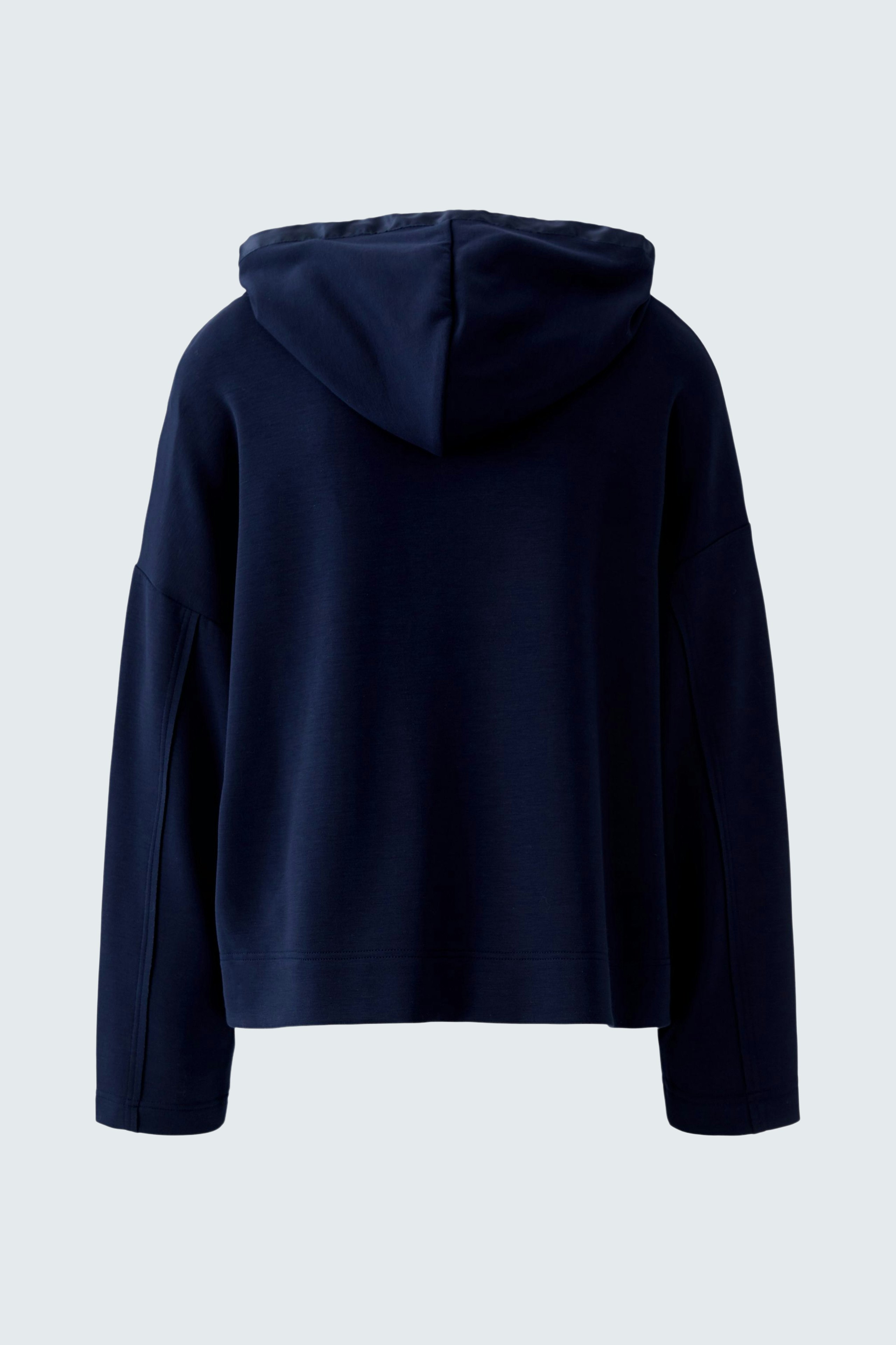 Casual women's hoodie: Back view of a navy pullover with a hood, perfect for relaxed outfits.