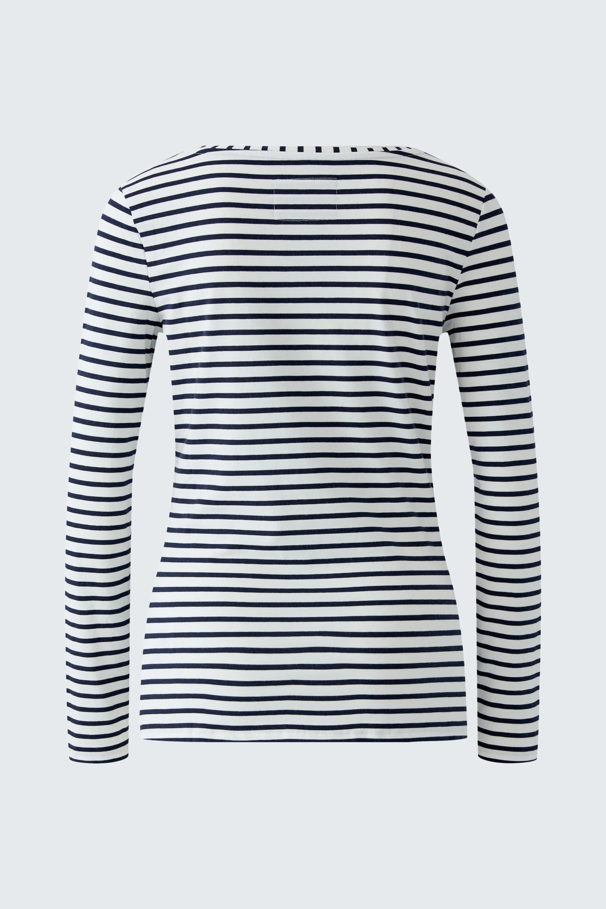 Gestreiftes Langarmshirt: Klassisches Design mit schwarzen und weißen Streifen, ideal für lässige Outfits.