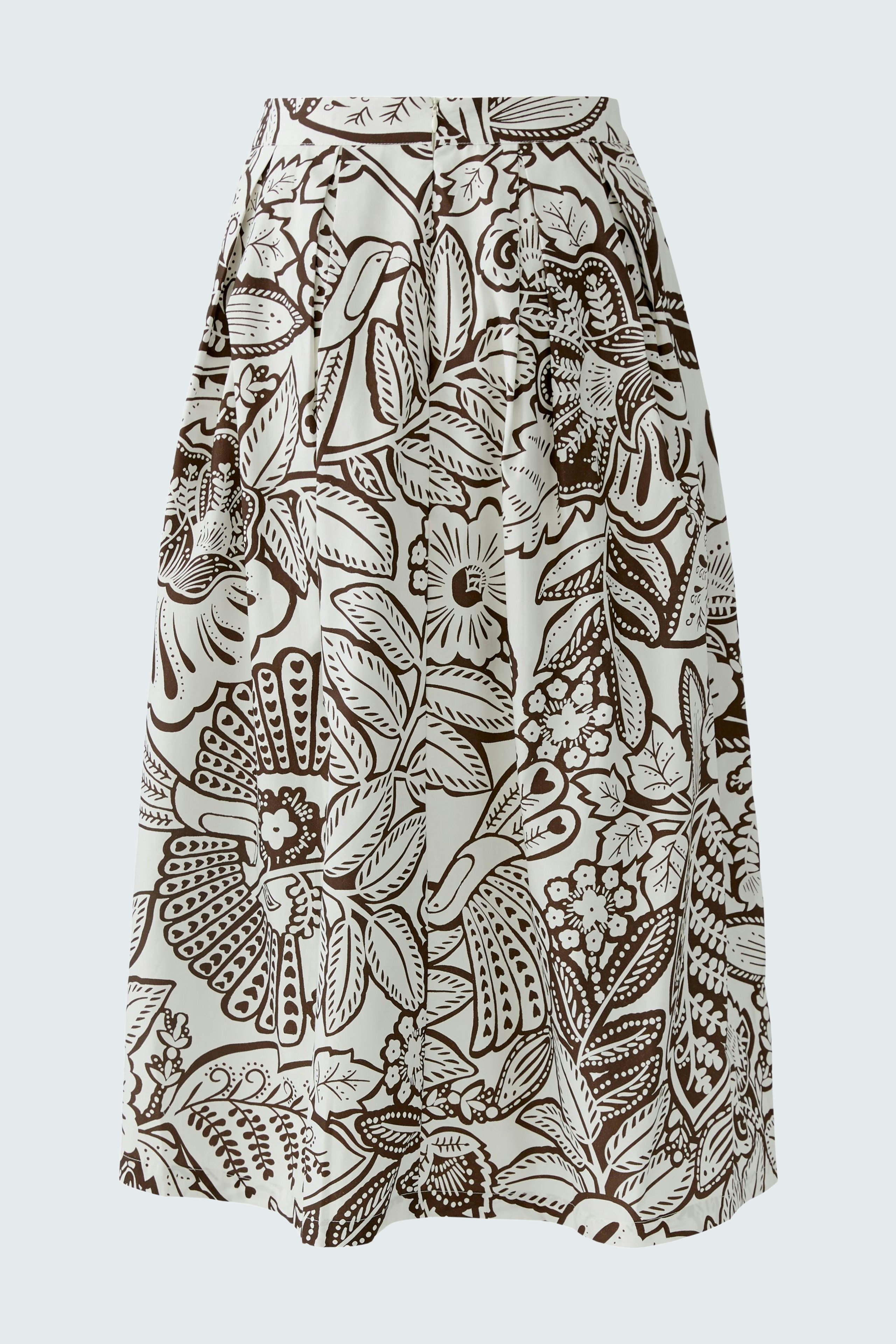 Faltenrock mit floralem Muster in Braun und Beige, ideal für den Alltag.