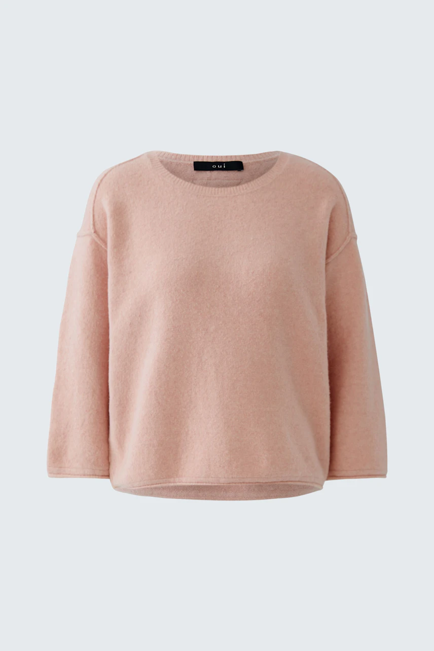 Beiger Damen-Pullover: Weicher, schlichter Pullover ohne Muster, ideal für lässige Outfits.