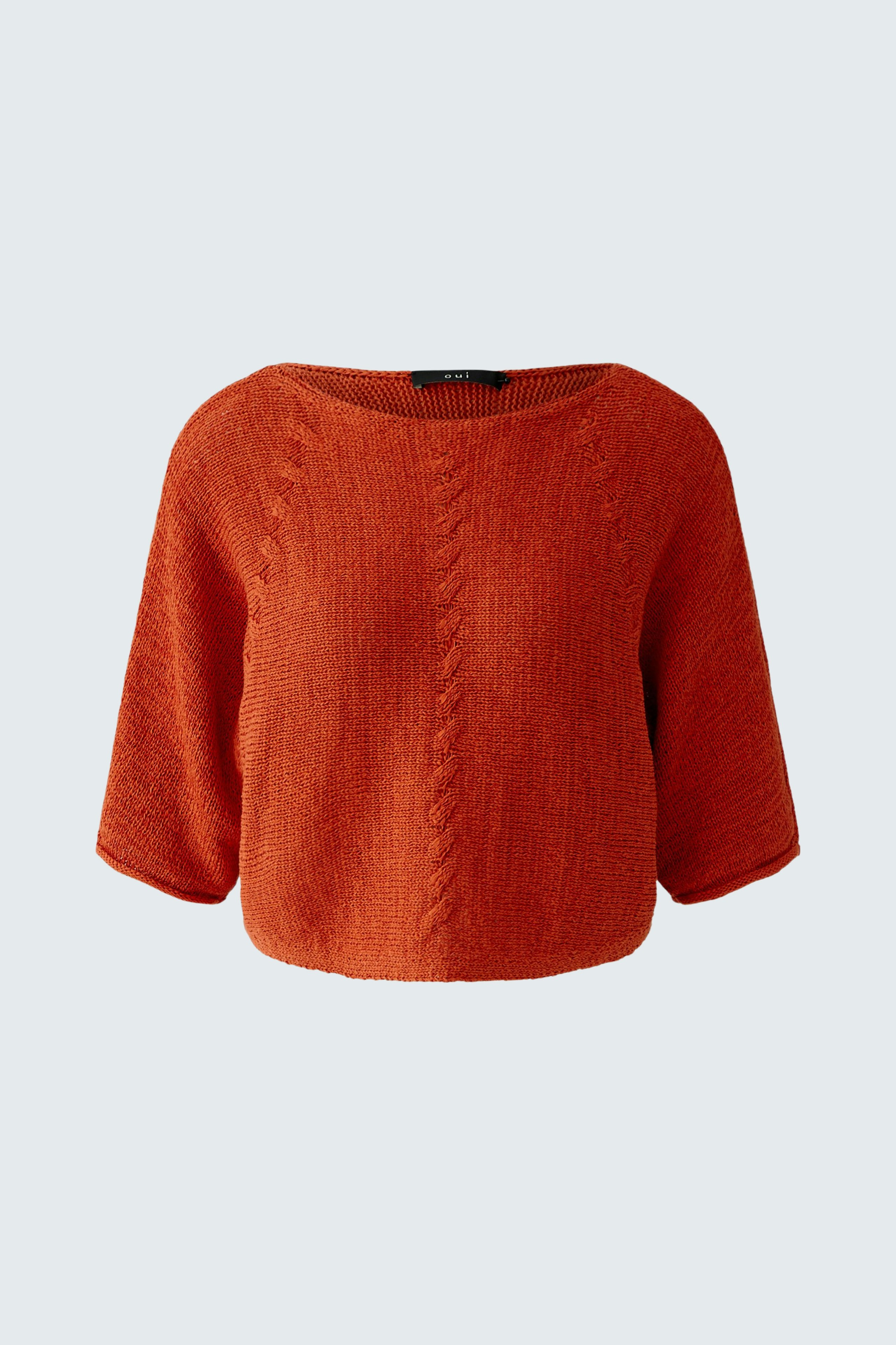 Bequemer Damen-Pullover in leuchtendem Orange mit weitem Schnitt und lässigem Design.