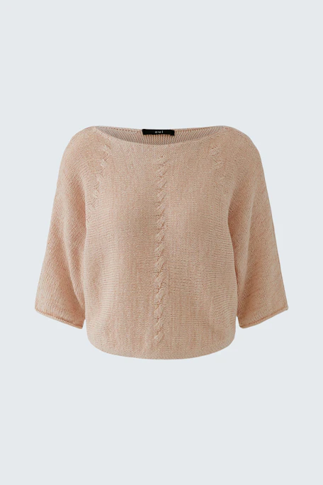 Casual women's pullover in soft pink with a relaxed fit and wide sleeves, perfect for everyday wear.