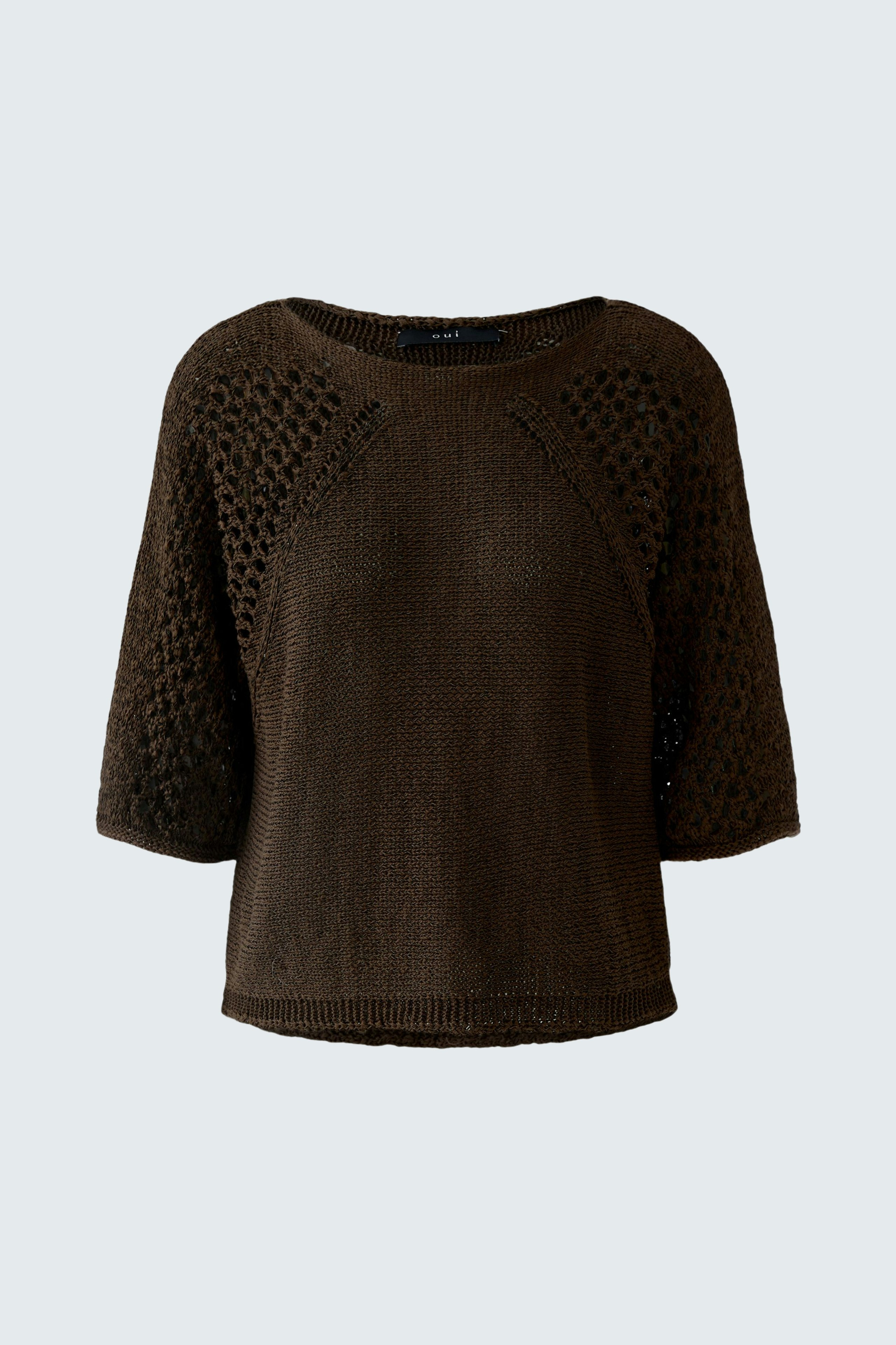 Damen-Pullover in Dunkelbraun mit lässigem Schnitt und strukturiertem Muster.