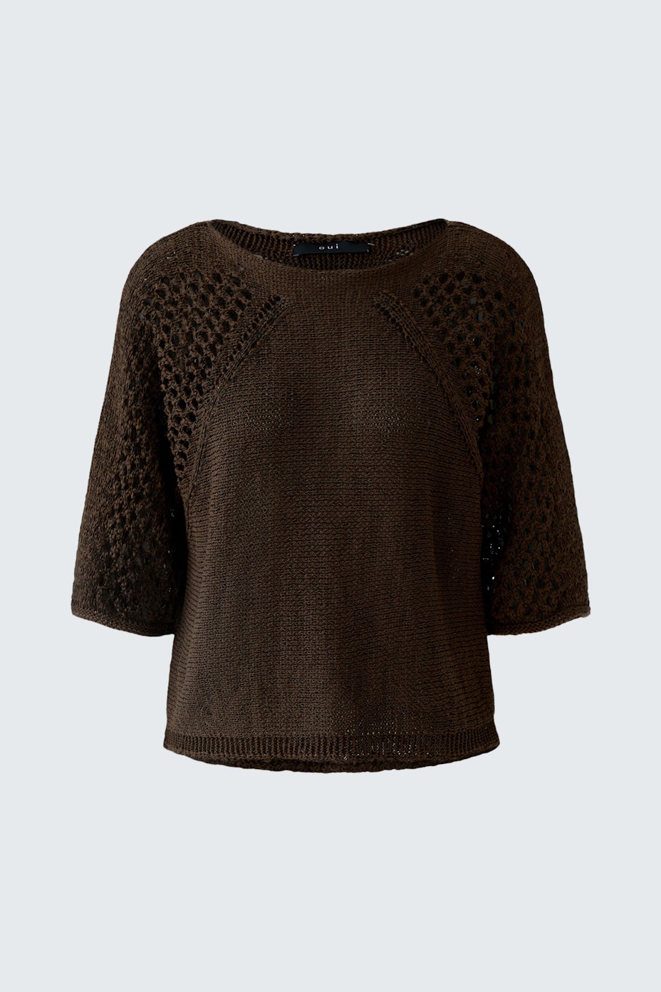 Damen-Pullover in Dunkelbraun mit lässigem Schnitt und strukturiertem Muster.