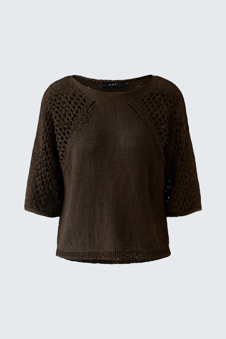 Damen-Pullover in Dunkelbraun mit lässigem Schnitt und strukturiertem Muster.