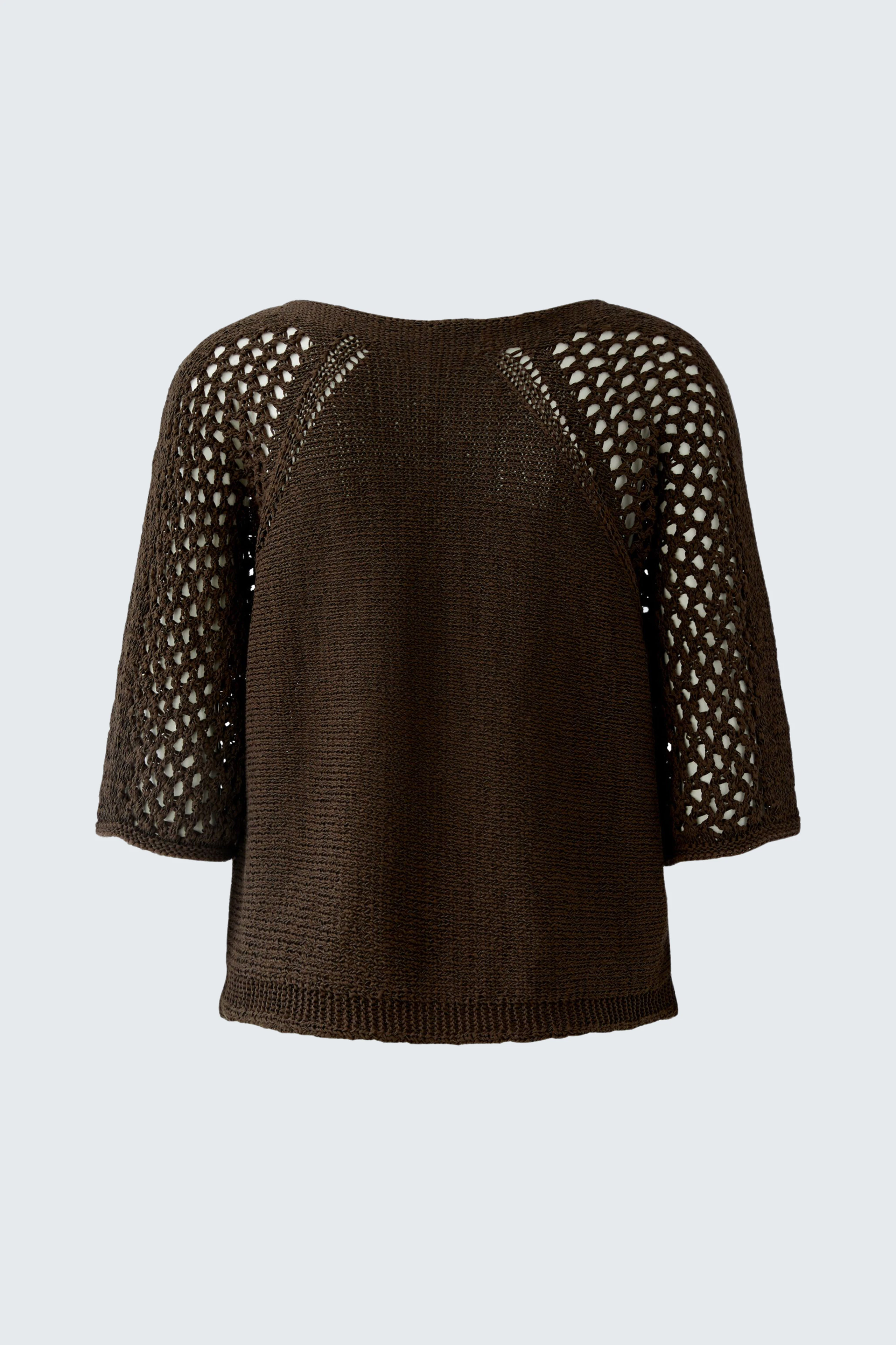 Damen-Pullover in Braun mit luftigen, offenen Ärmeln und lässigem Schnitt.