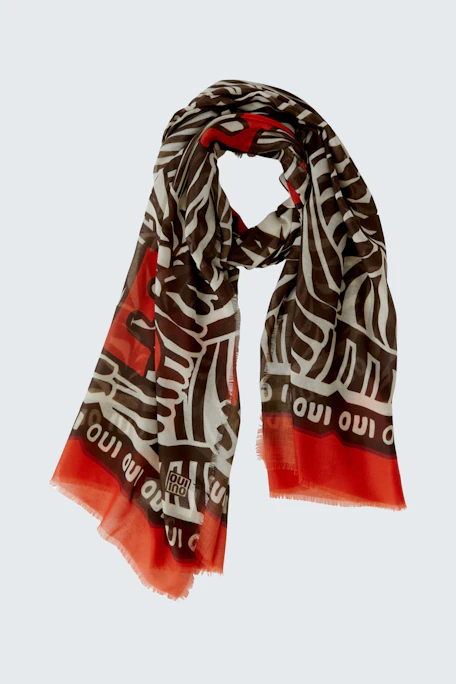 Stylish women's scarf with a bold pattern, perfect for adding flair to any outfit.