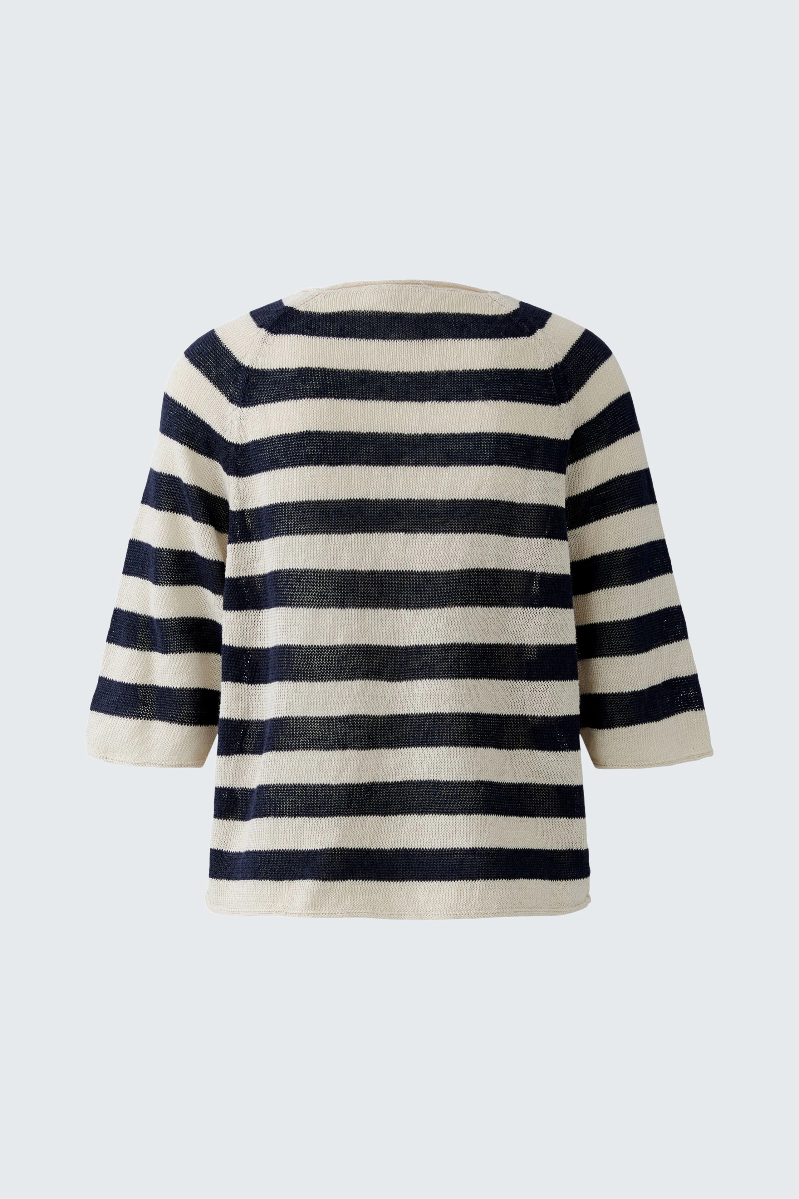 Gestreifter Damen-Pullover: Schwarz-weißes Streifenmuster, lässiger Look, ideal für den Alltag.