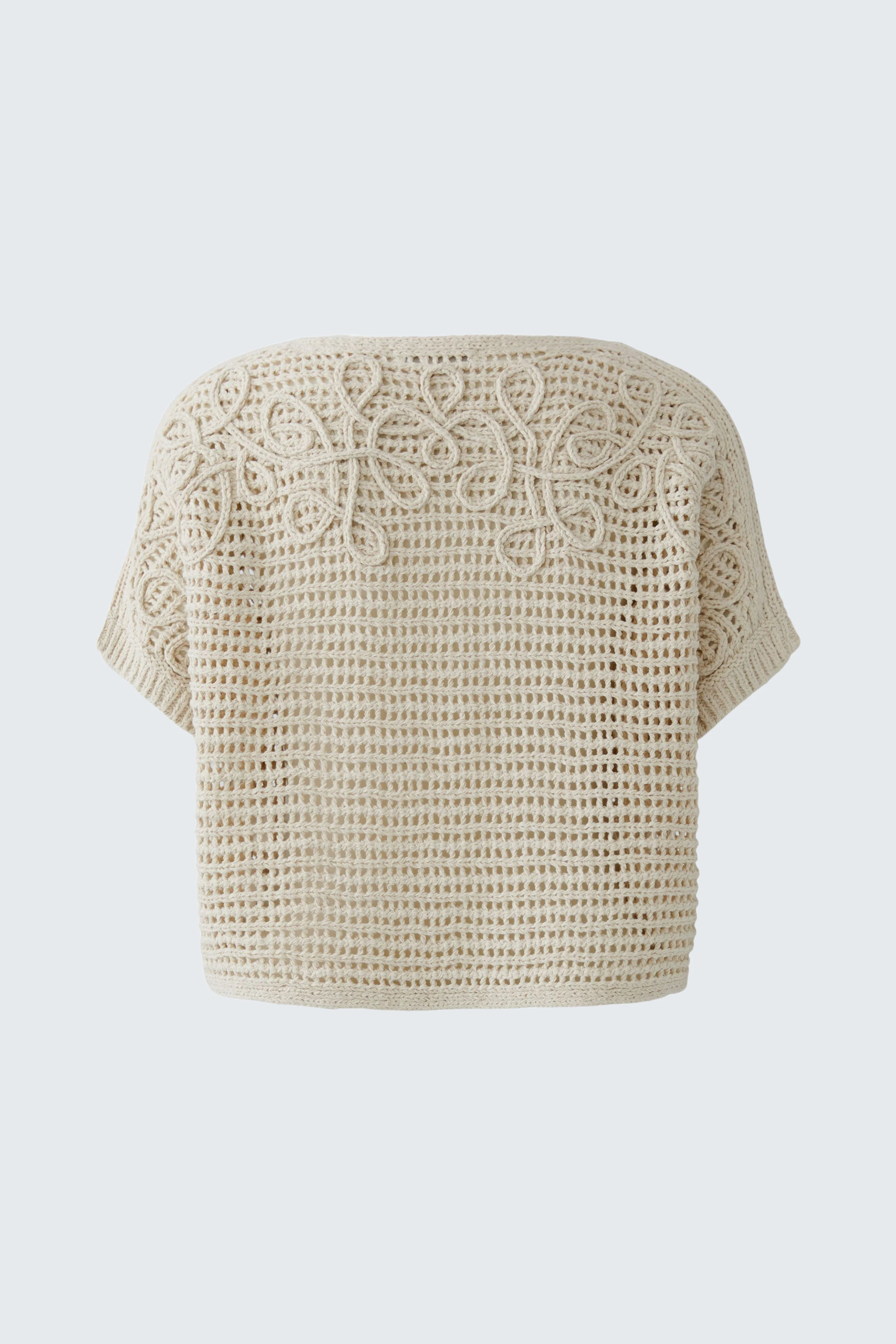 Beiger Damen-Pullover mit Lochmuster und lässigem Schnitt, ideal für entspannte Outfits.
