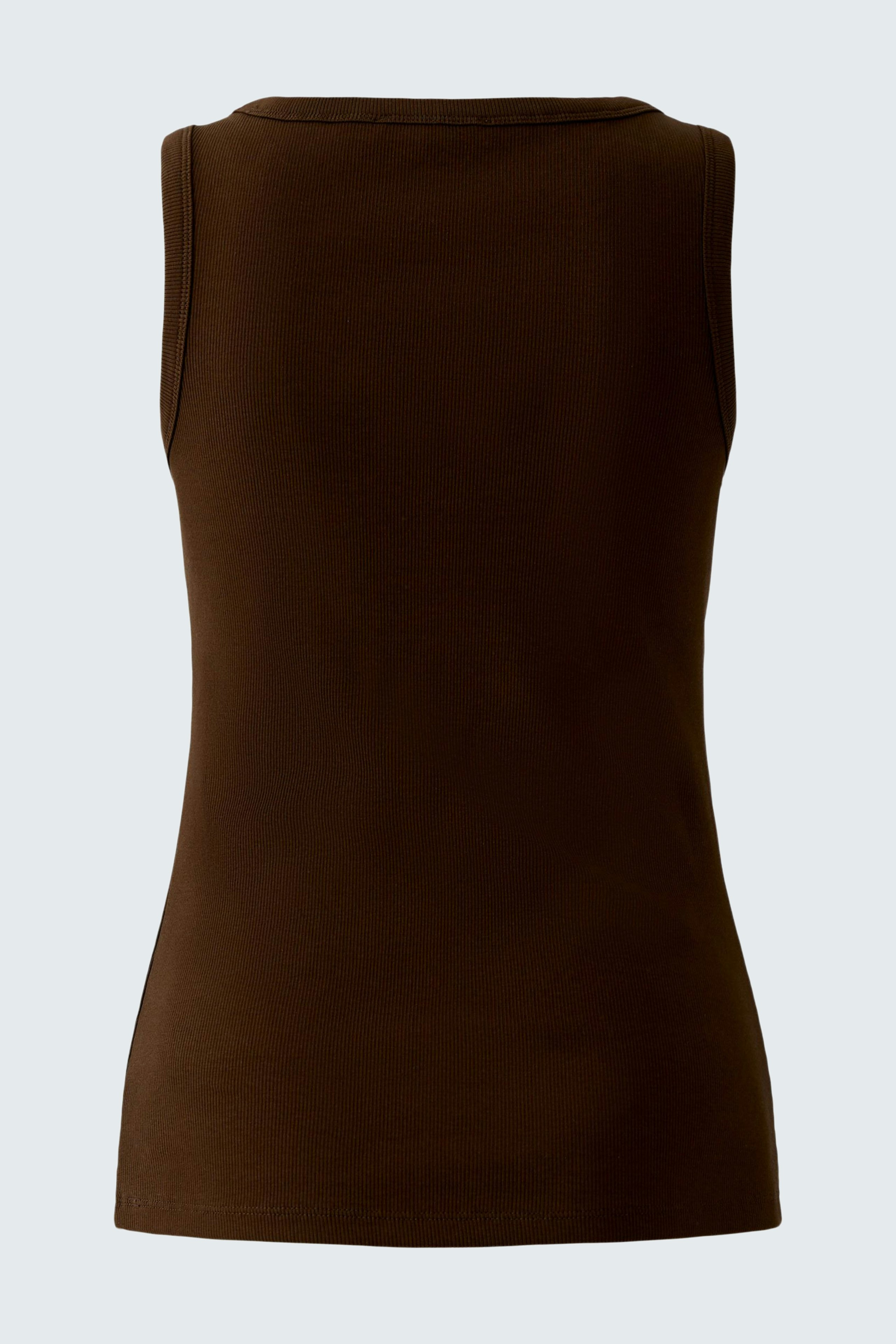 Braunes Damen-Tank Top: Schlichtes, ärmelloses Oberteil in Braun, ideal für lässige Outfits.