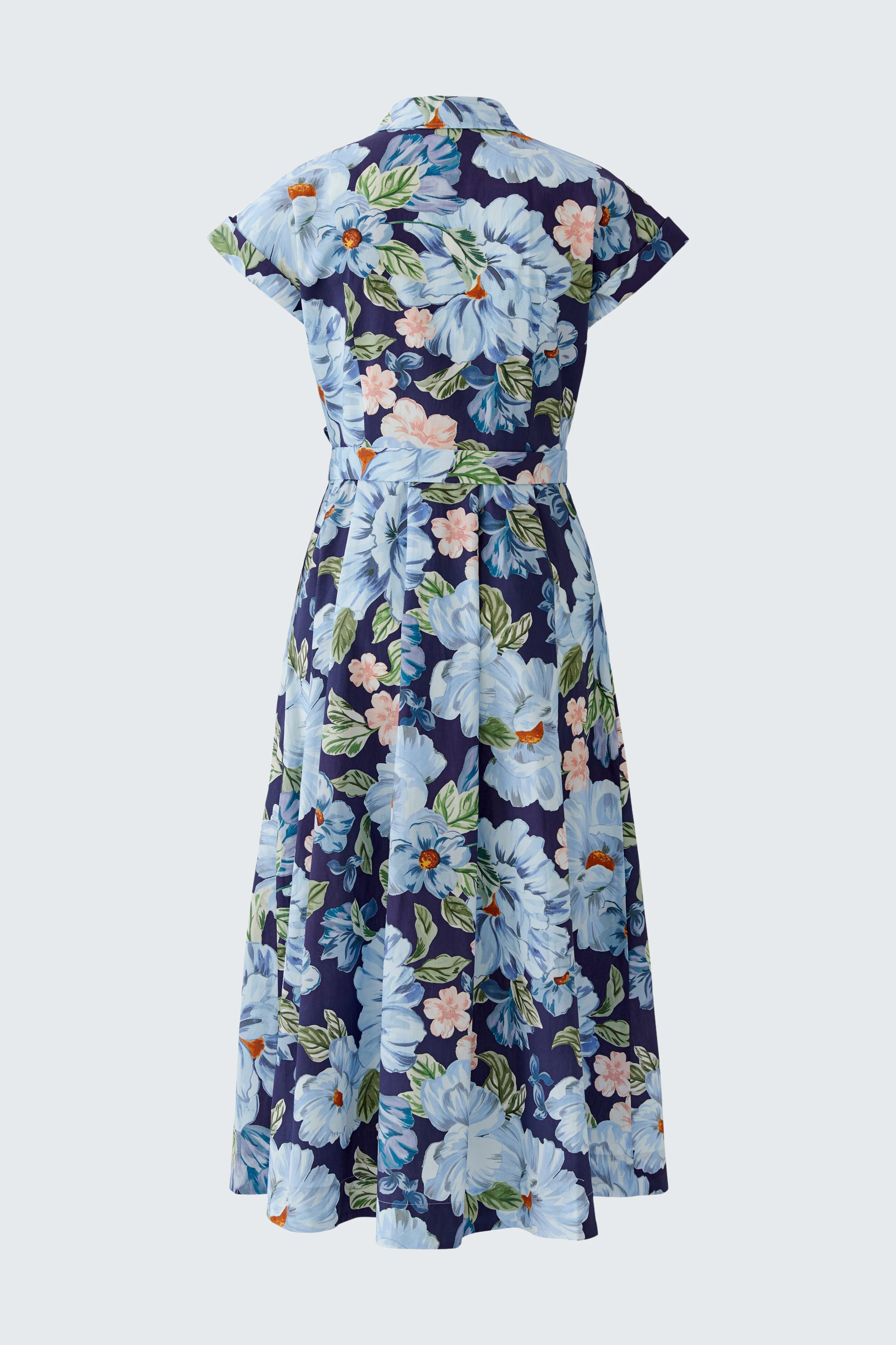 Floral midi dress: Blue and pink floral pattern on a flowy dress, perfect for a casual day out.