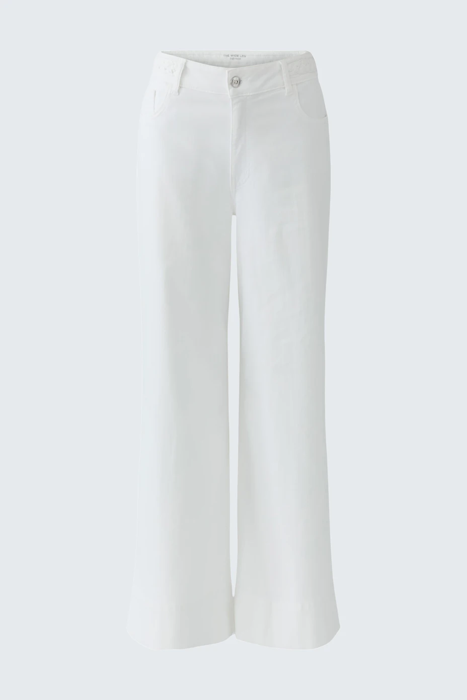 Weiße Wide Leg Jeans für Damen: Lässige, weite Passform mit hohem Bund und klassischem Design.