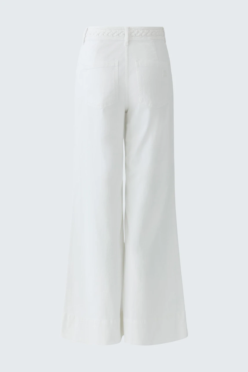 White wide leg jeans: Back view of high-waisted, relaxed fit with subtle pocket details.