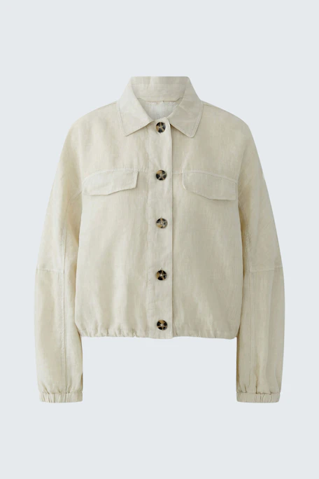 Beiger Blouson: Lässiger Schnitt mit Knopfleiste und Brusttaschen, ideal für einen entspannten Look.
