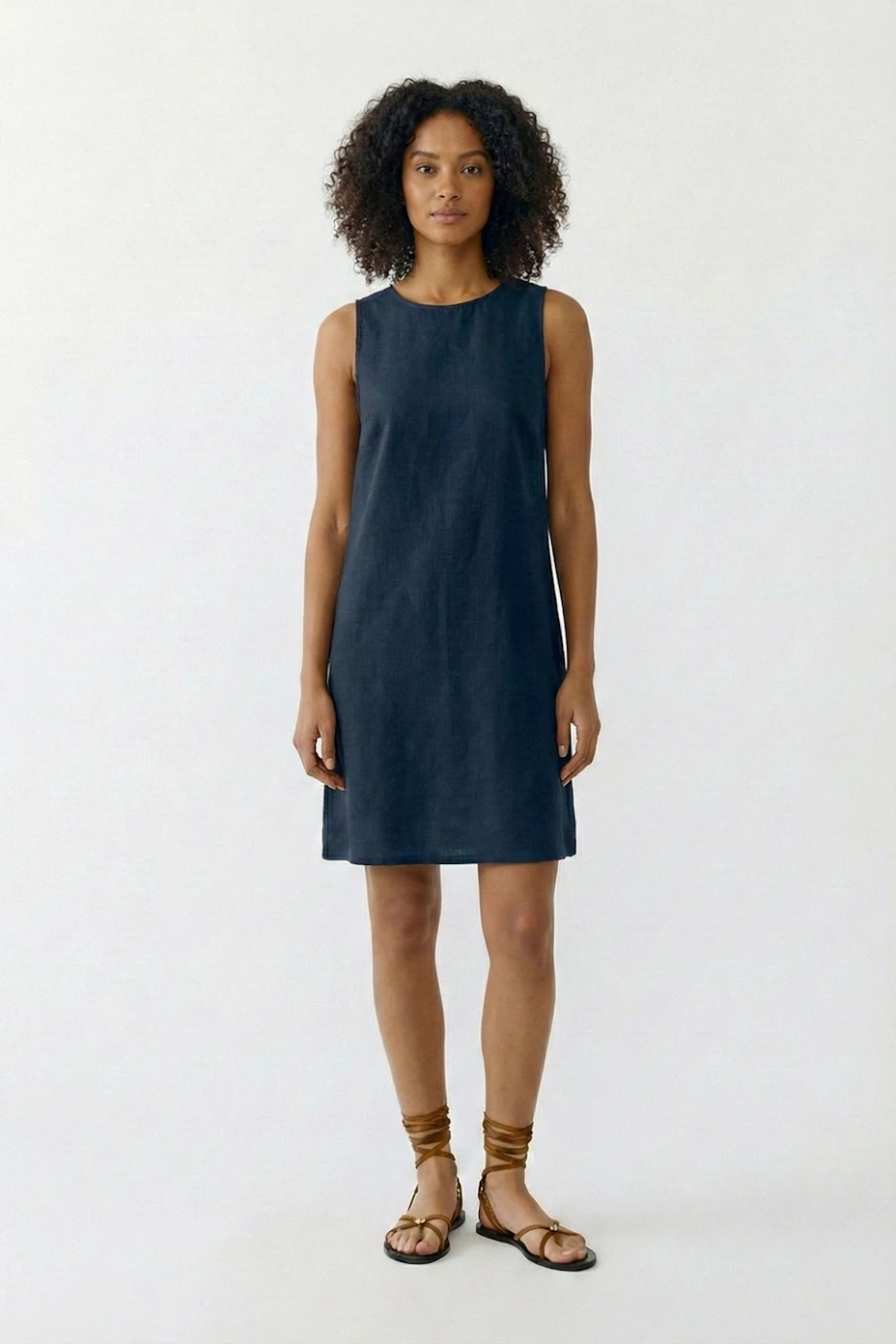 Linen patch dress - demitasse