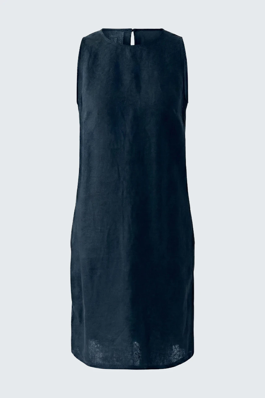 Casual A-line dress: Sleeveless navy dress with a simple, relaxed fit, perfect for everyday wear.