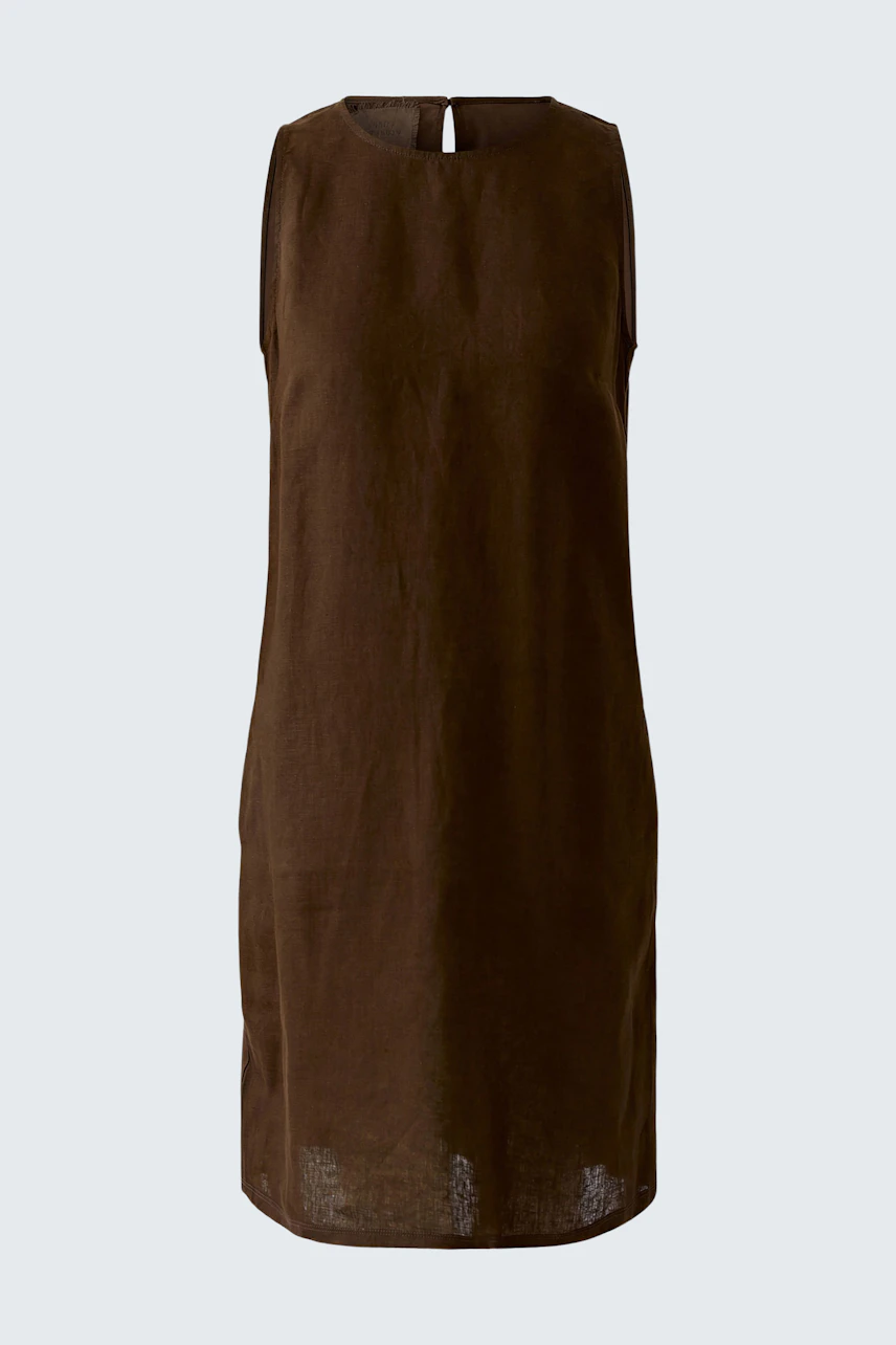 Ärmelloses A-Linien-Kleid in Braun, schlicht und vielseitig für verschiedene Anlässe.