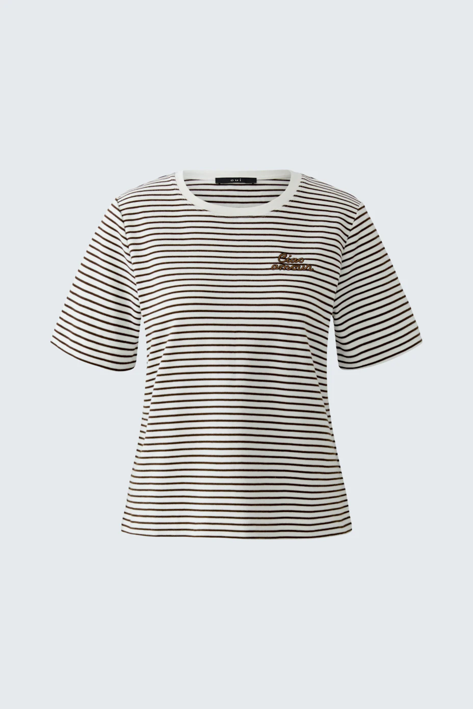 T-Shirt - dark brown offwhite