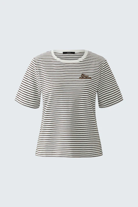 T-Shirt - darkbrown offwhite