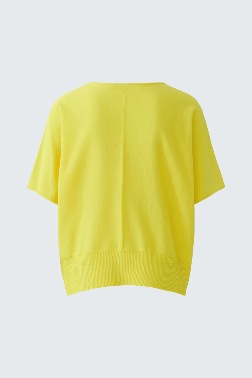 Bright yellow pullover: Short-sleeved, casual fit, perfect for a vibrant, everyday look.