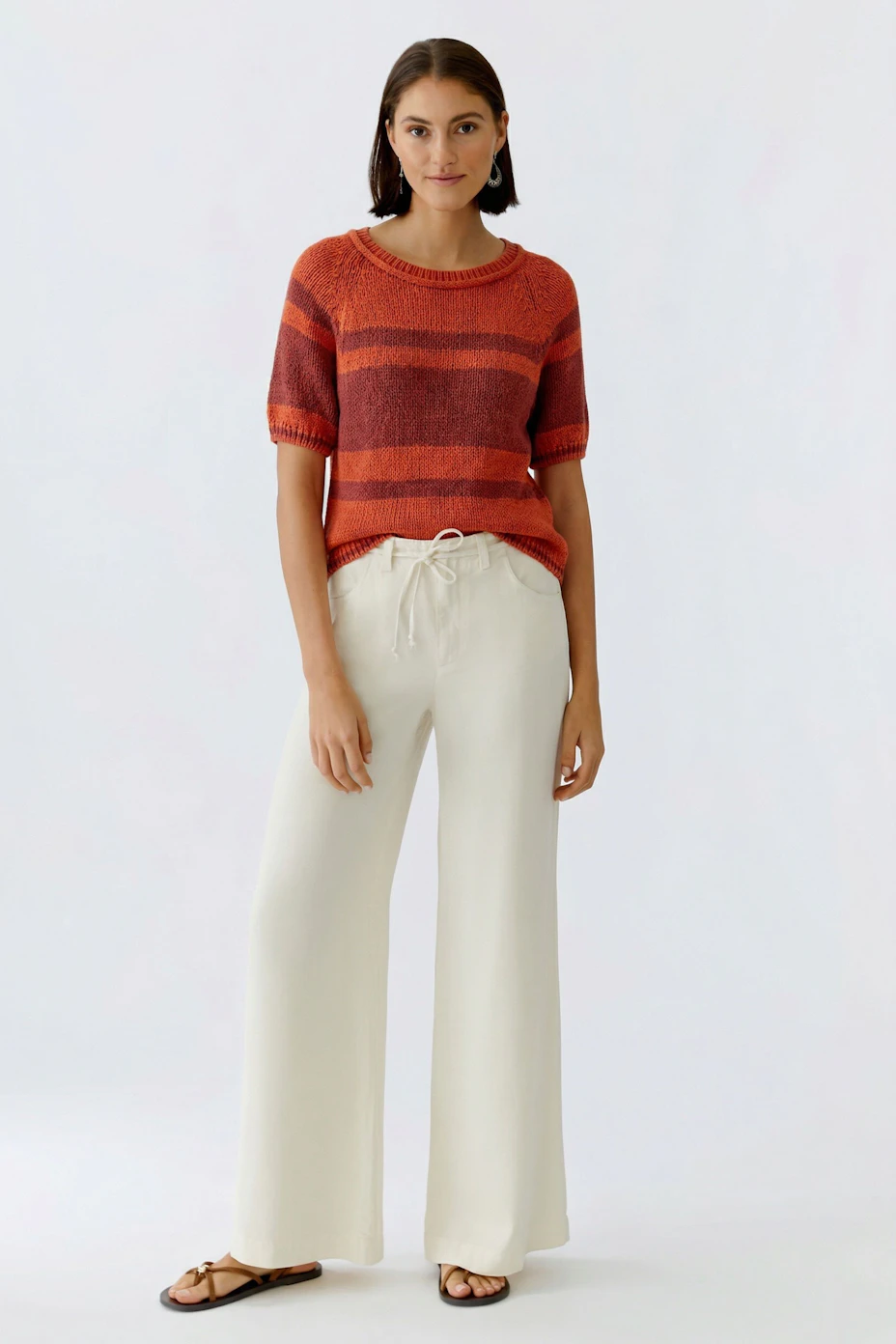 Pullover - white green