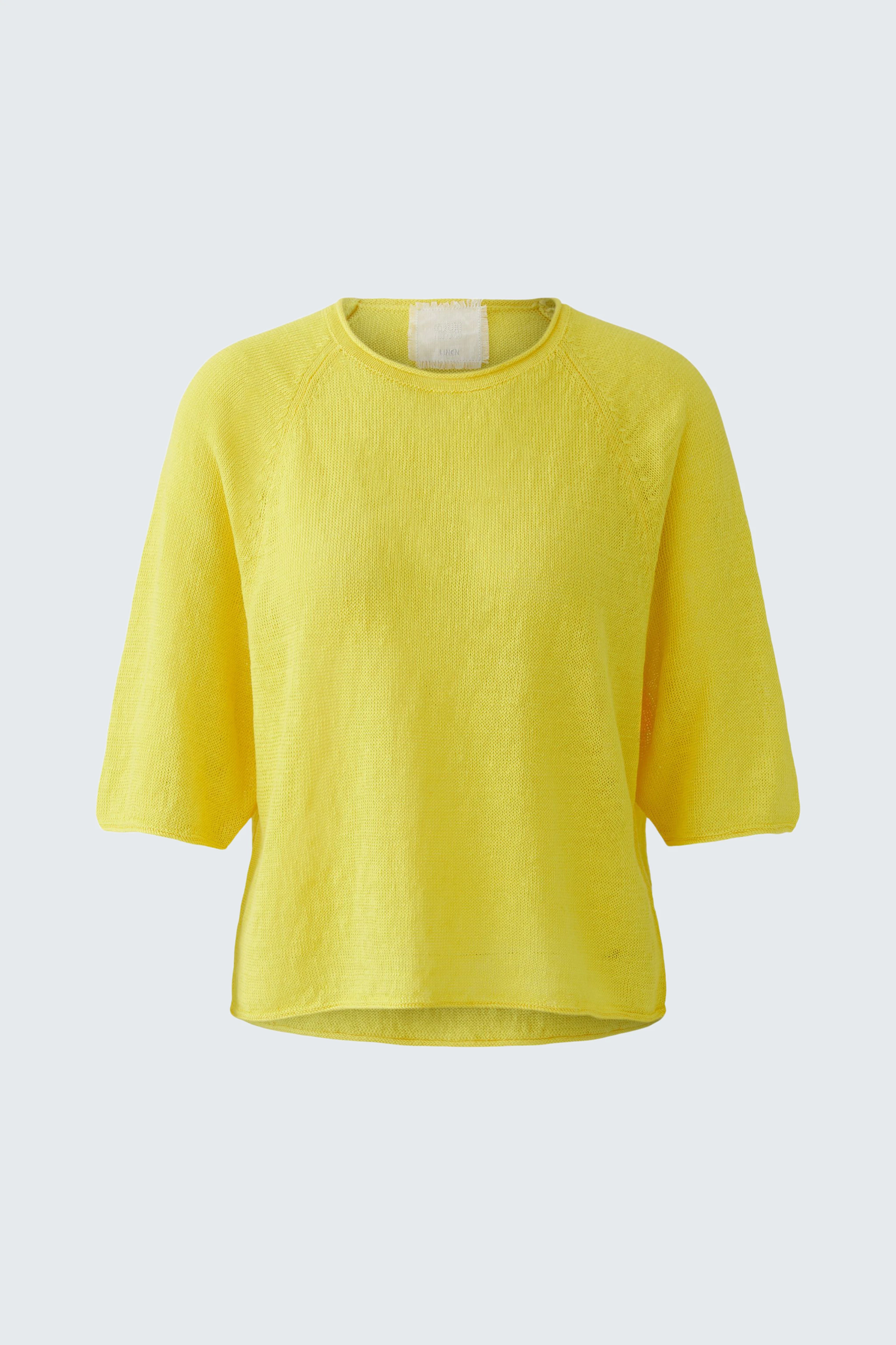 Bright yellow pullover with 3/4 sleeves, perfect for a casual and vibrant look.