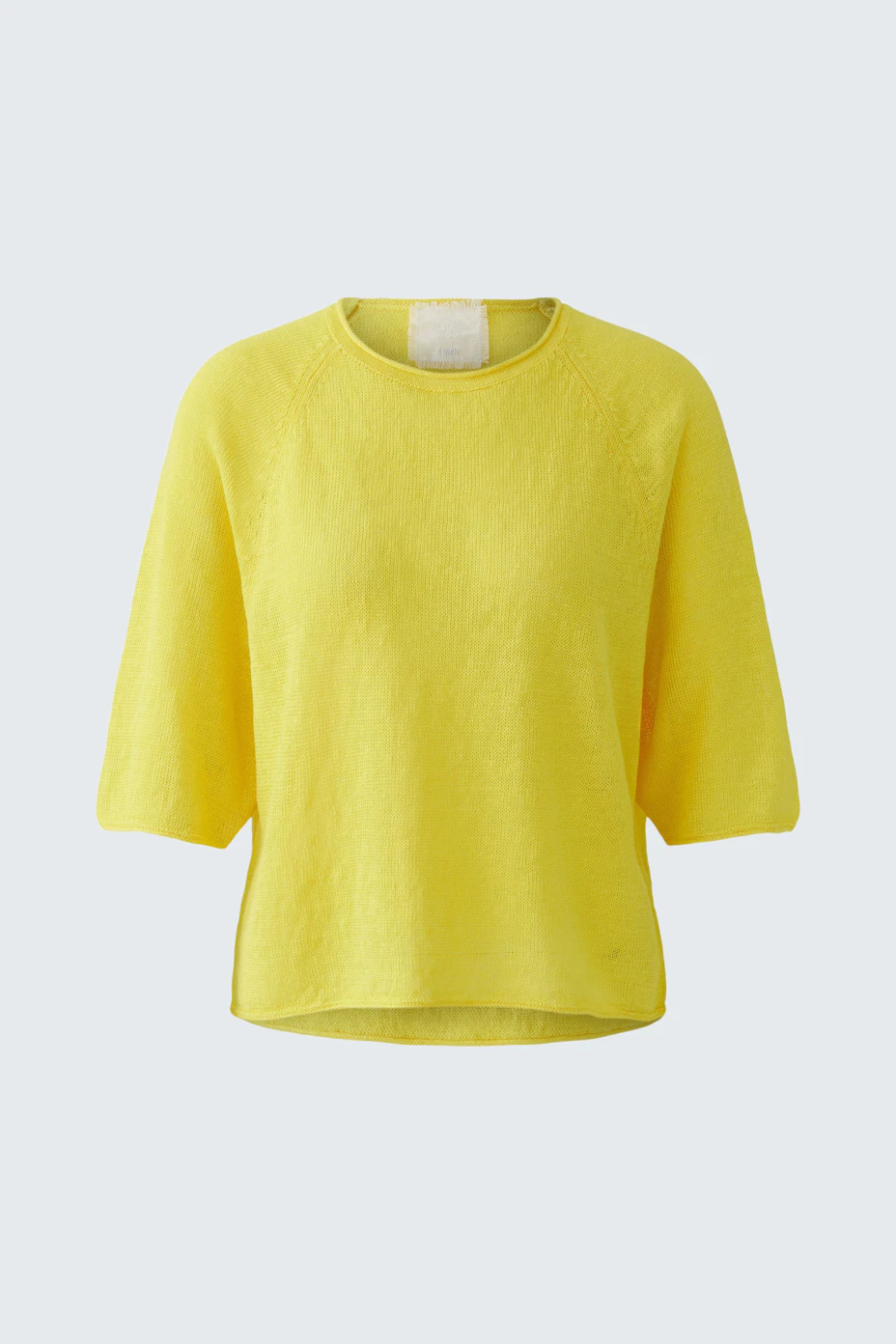 Bright yellow pullover with 3/4 sleeves, perfect for a casual and vibrant look.